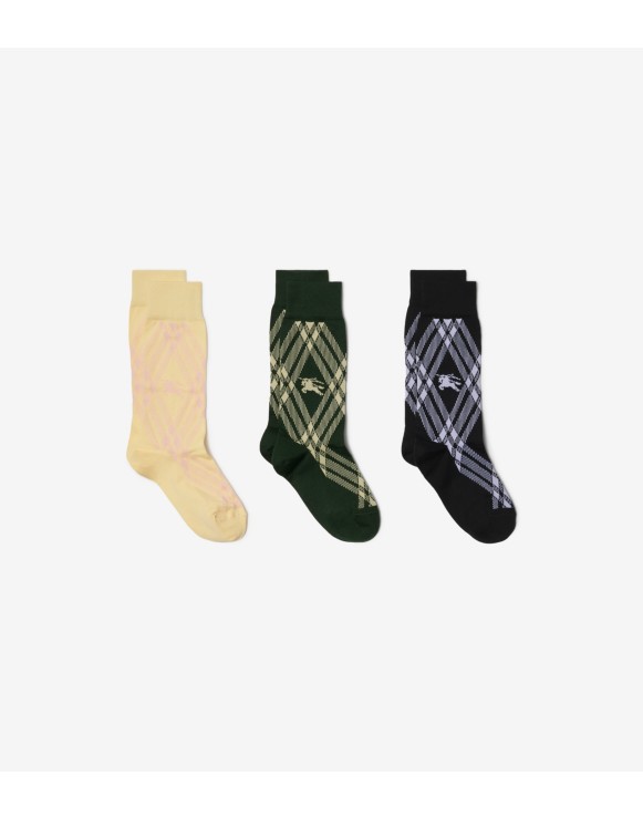 Check Cotton Blend Socks