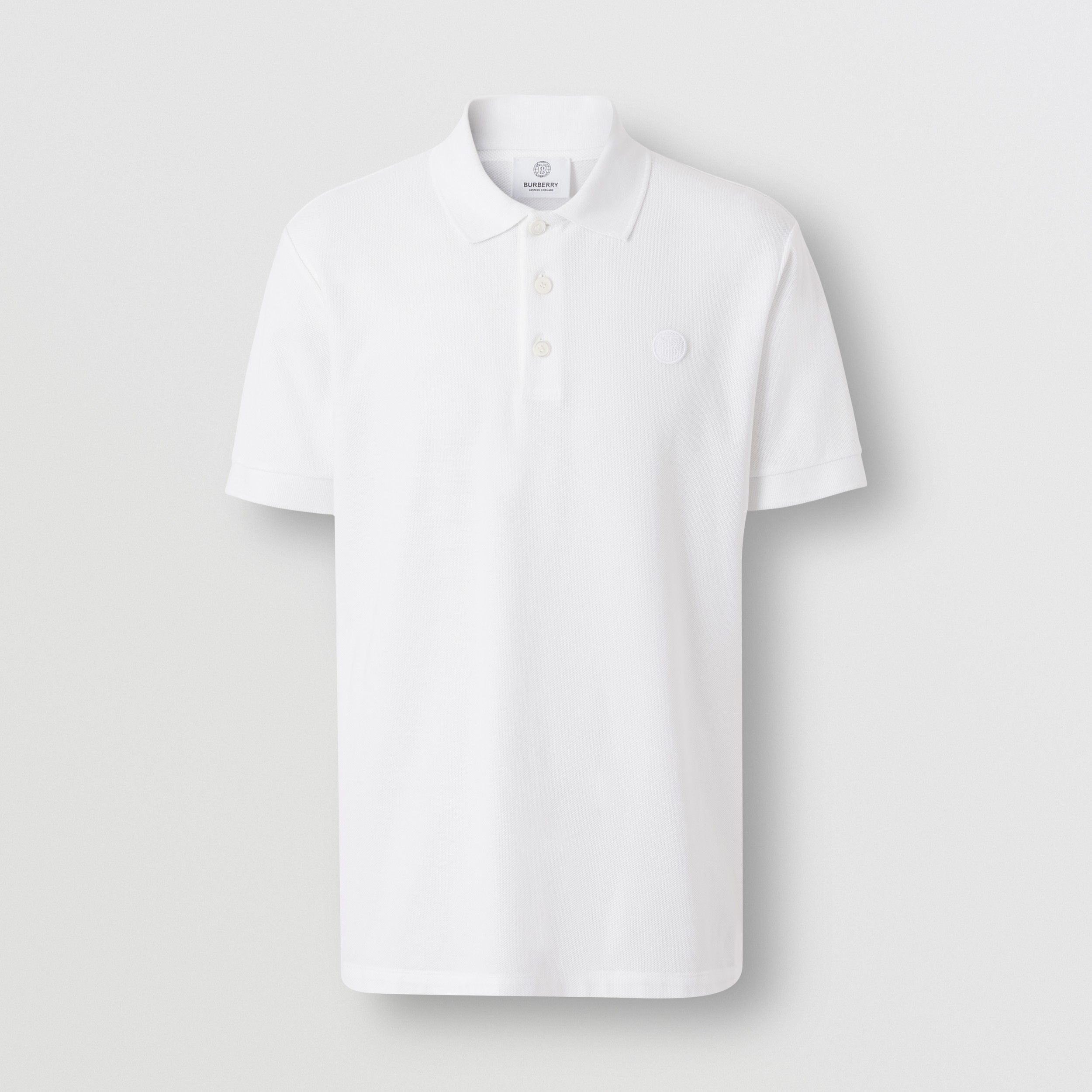 komprimeret Terminal Rettsmedicin Monogram Motif Cotton Piqué Polo Shirt in White - Men | Burberry Hong Kong  S.A.R., China