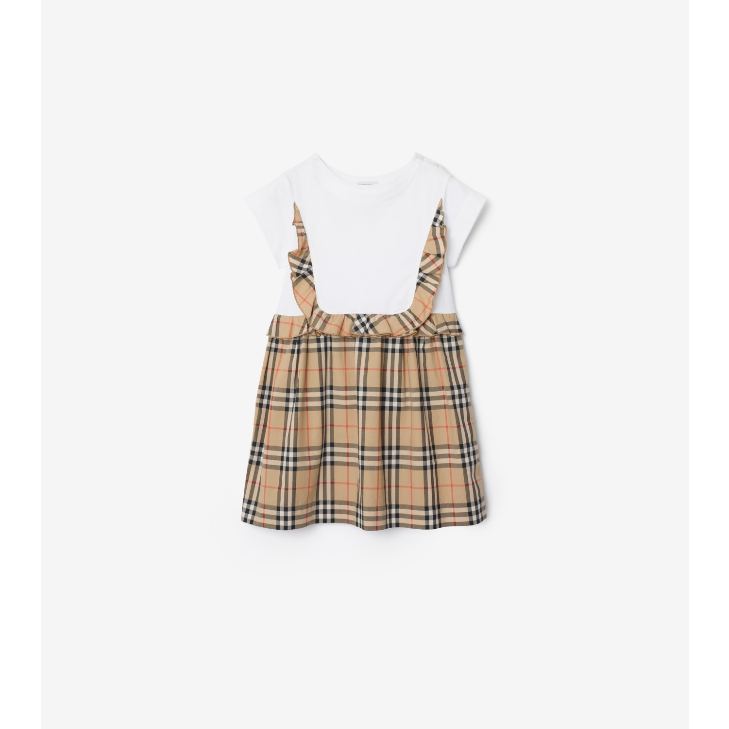 Check Trim Stretch Cotton Dress