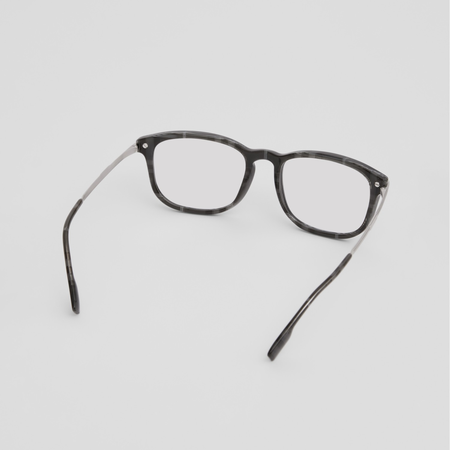 Check Detail Rectangular Optical Frames in Black Men Burberry® Official