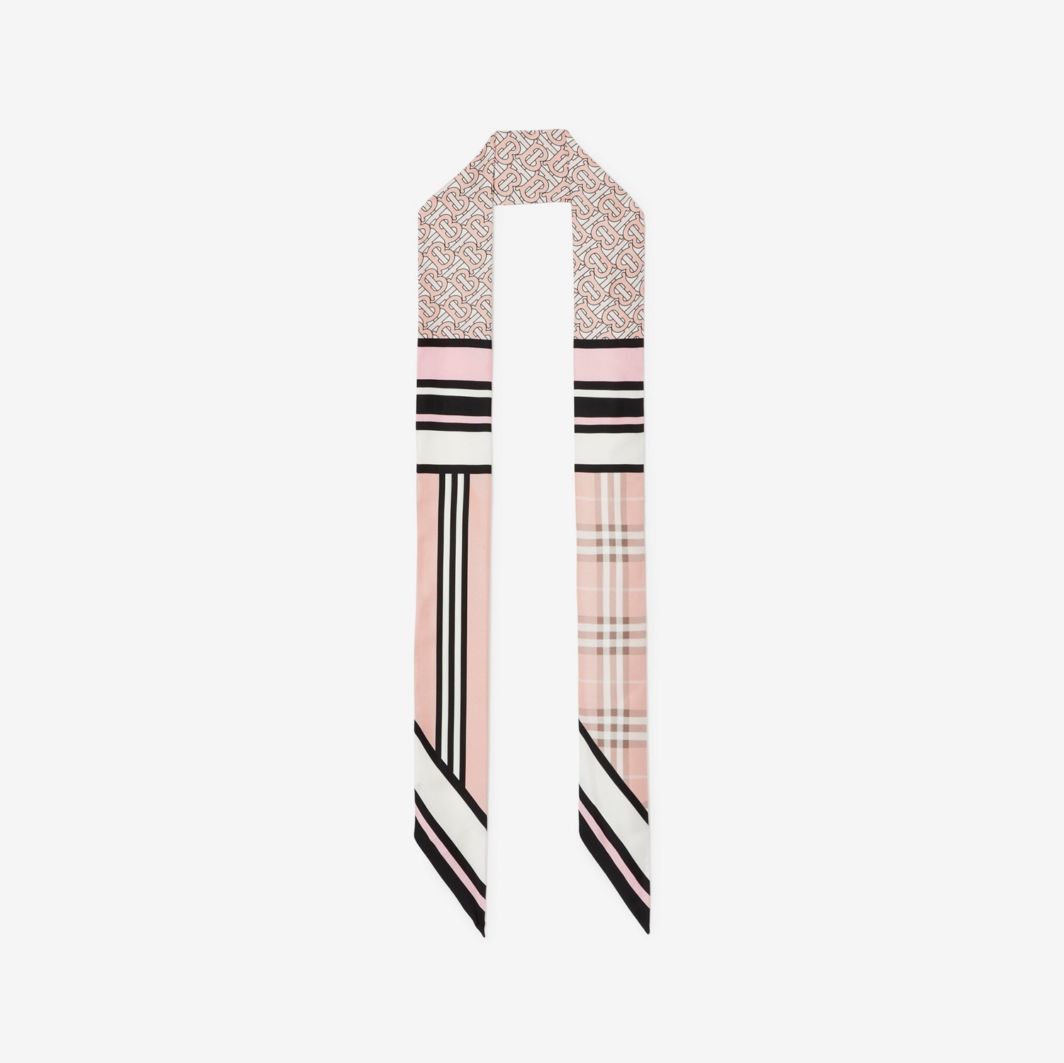 Sciarpa sottile in seta con collage di stampe (Blush) | Sito ufficiale Burberry®