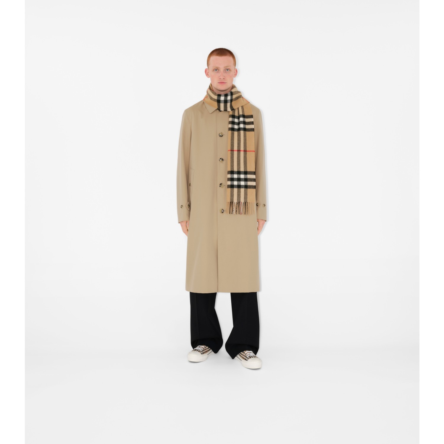 Check Cashmere Scarf in Archive beige Burberry Official