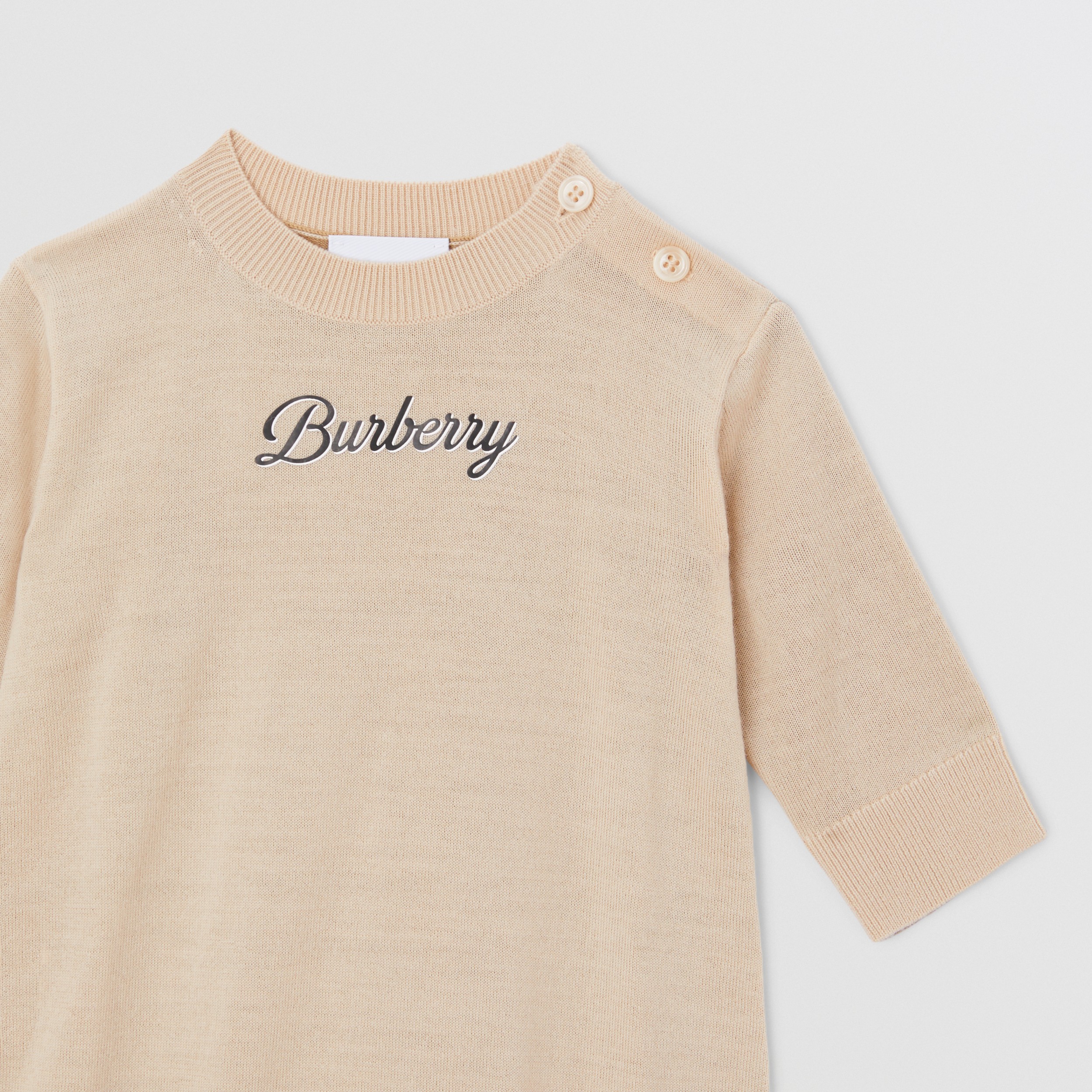 Montage Print Two-tone Wool Jumpsuit in Almond Beige - Children | Burberry® Official - 4