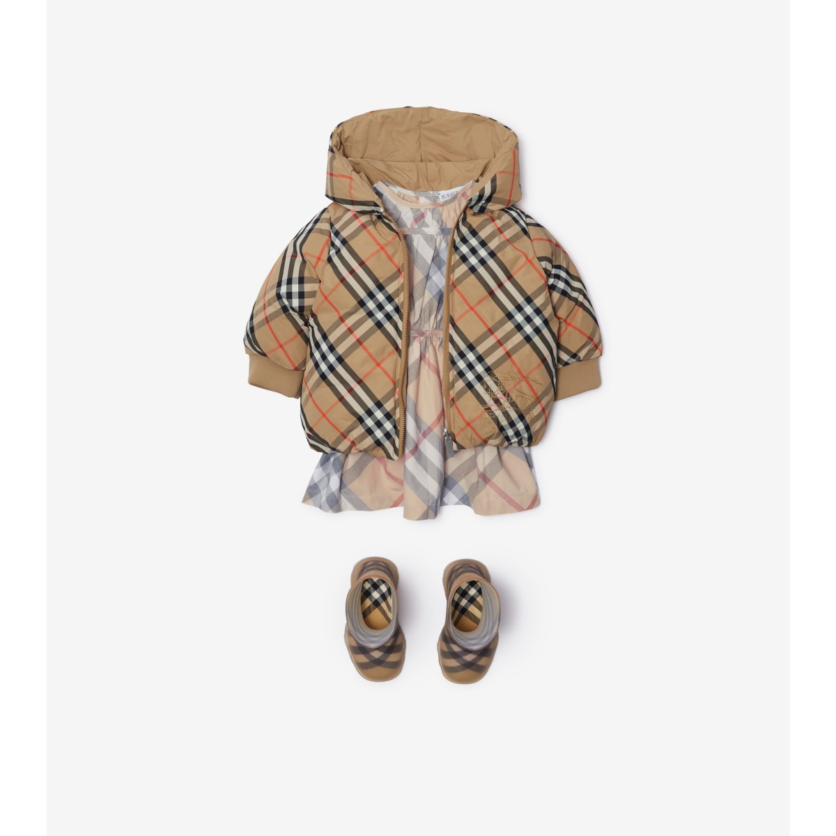  Check Reversible Nylon Puffer Jacket