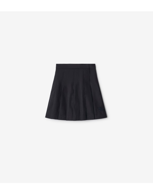 Pleated Cotton Blend Skirt