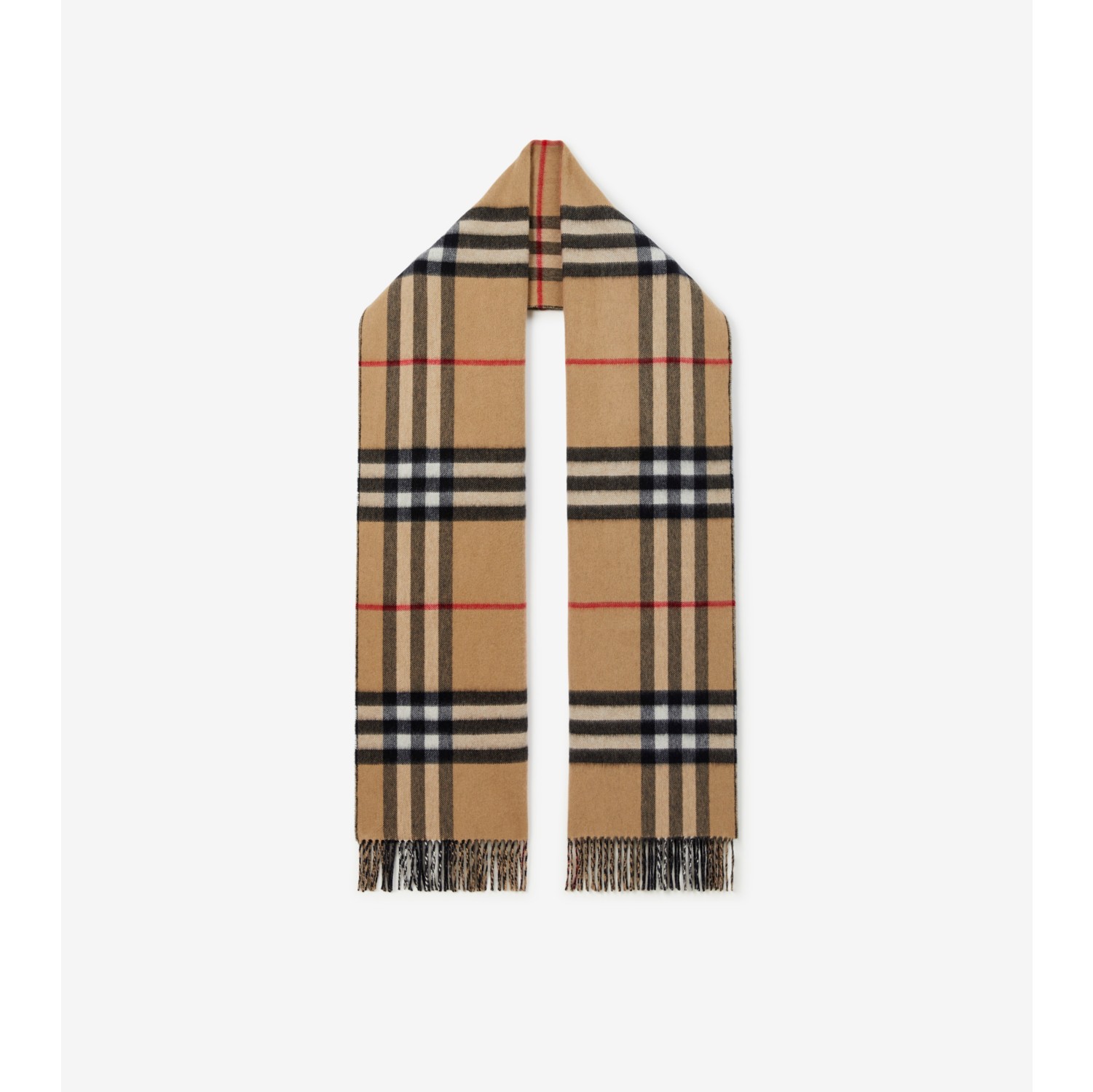 Reversible Check Cashmere Scarf in Archive beige/black