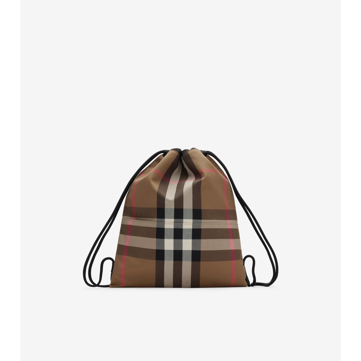 美品✨ Burberry バーバリー 巾着 バッグ ポーチドローコード ブラウン チェック コットン ドローコードバックパック (トープブラウン