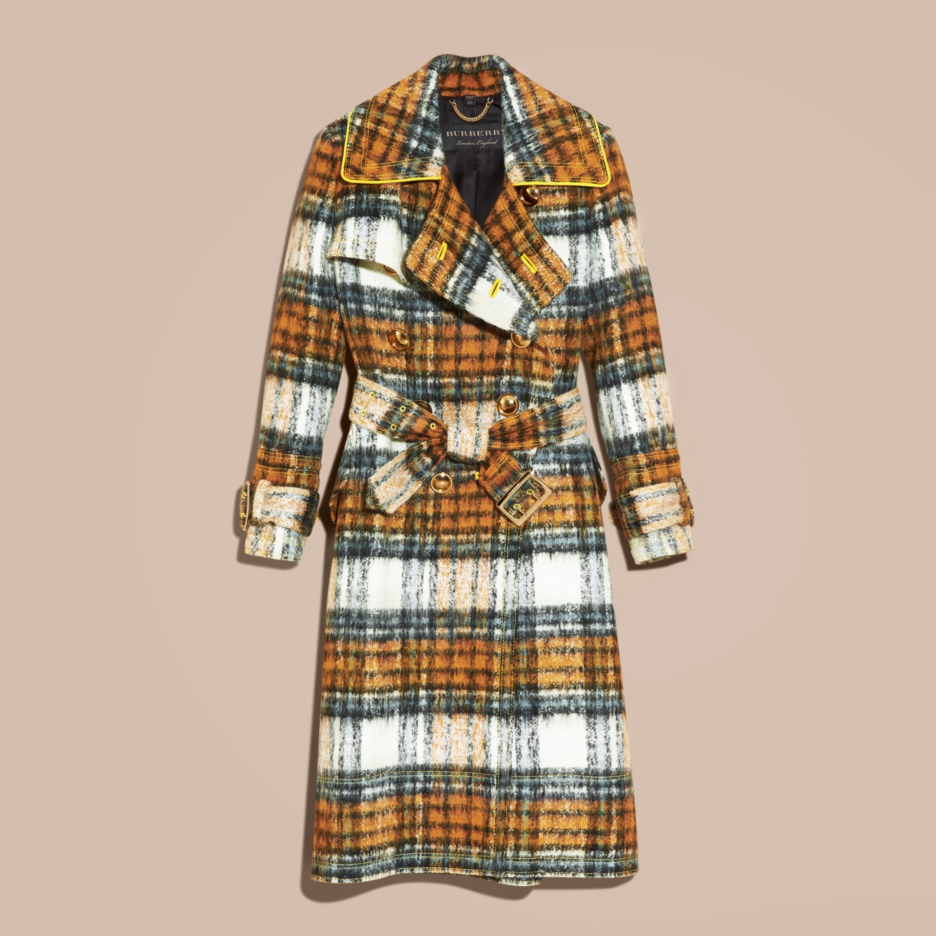 Tartan Brushed Wool Mohair Coat Burberry
