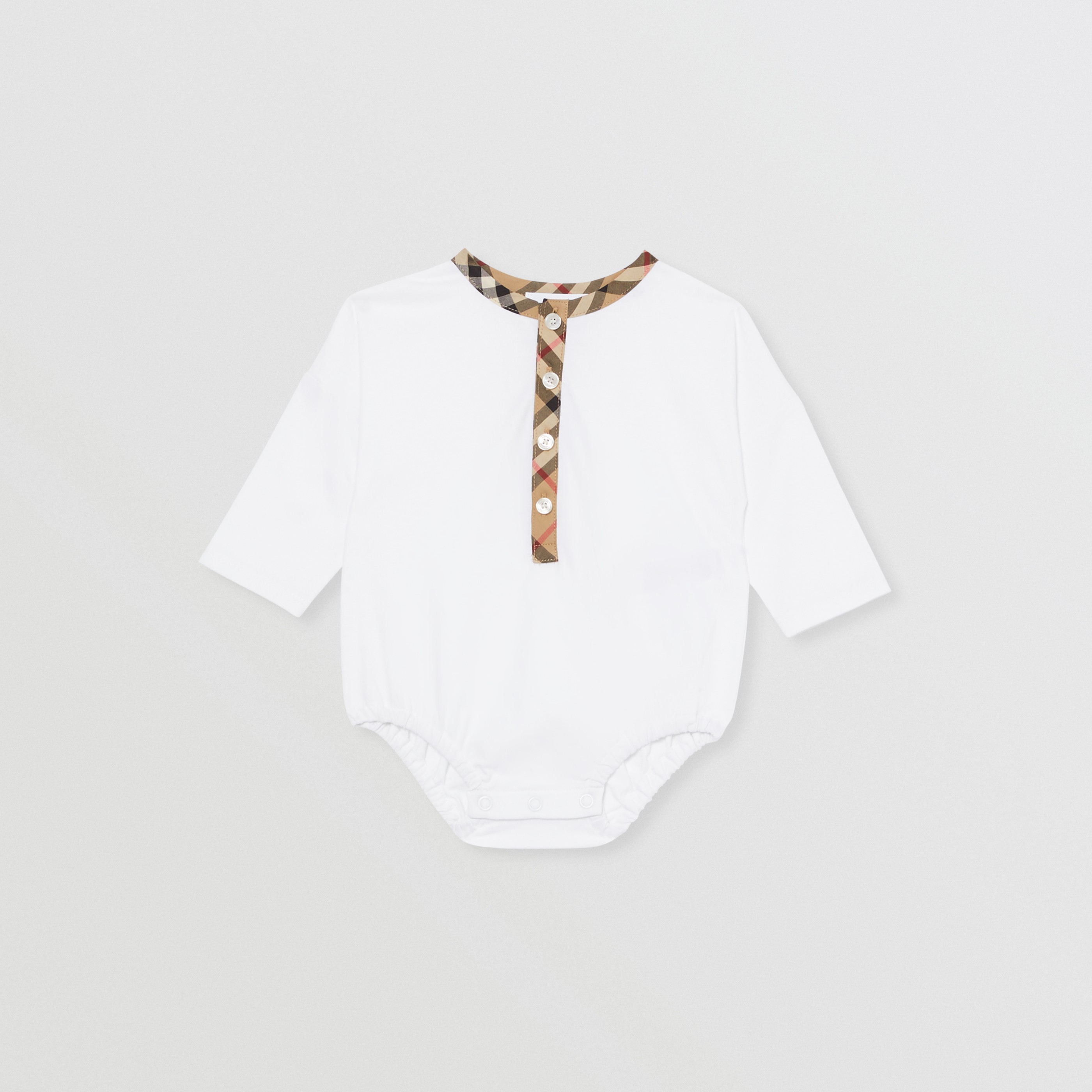 Coffret Cadeau Deux Pieces Pour Bebe En Coton Vintage Check Blanc Enfant Burberry