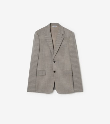 Burberry ピンストライプウール スローン テーラードジャケット (ソイルブラウン／コットンホワイト) - メンズ, ウール | Burberry®公式サイト