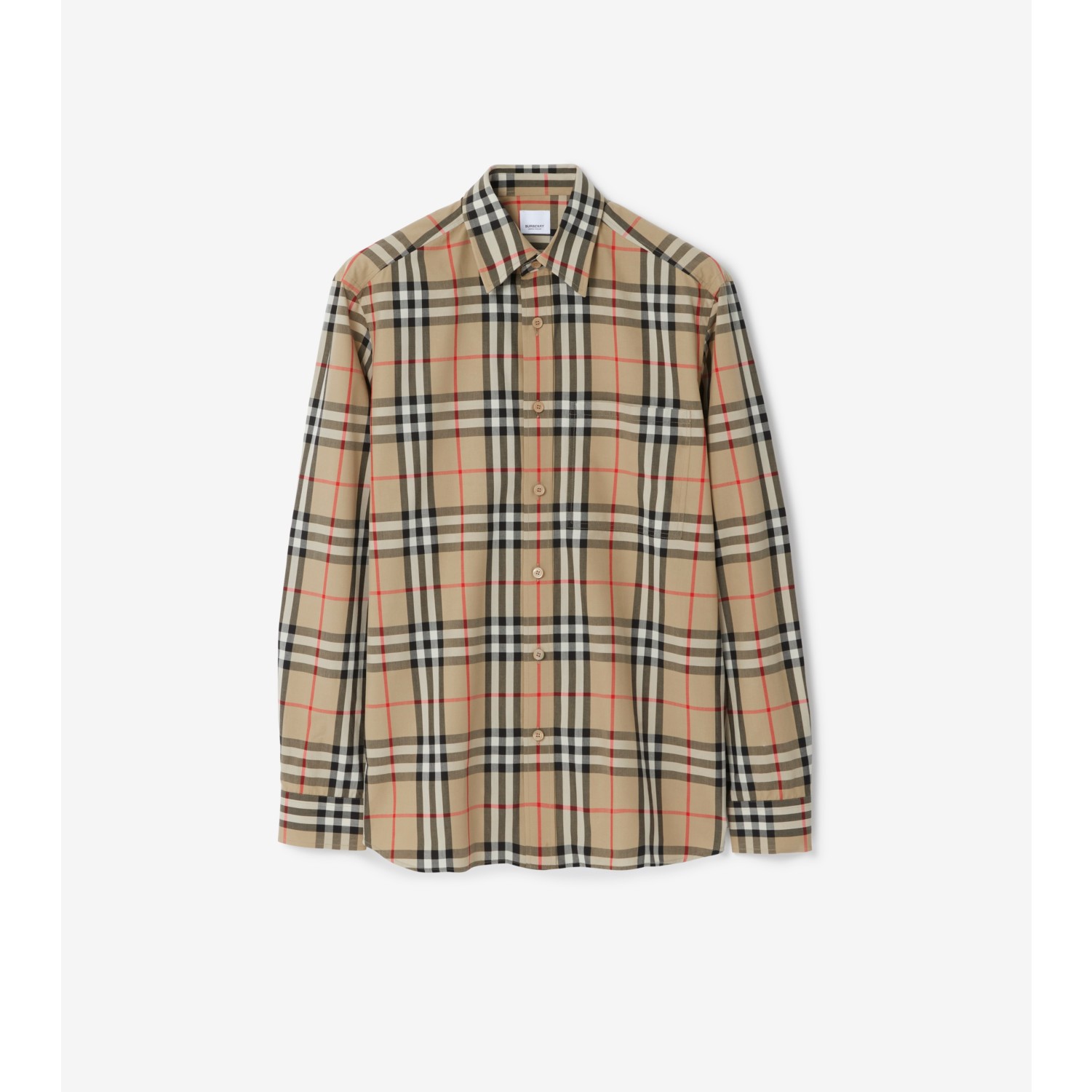 チェック コットンシャツ (アーカイブベージュ) - メンズ, コットン | Burberry®公式サイト