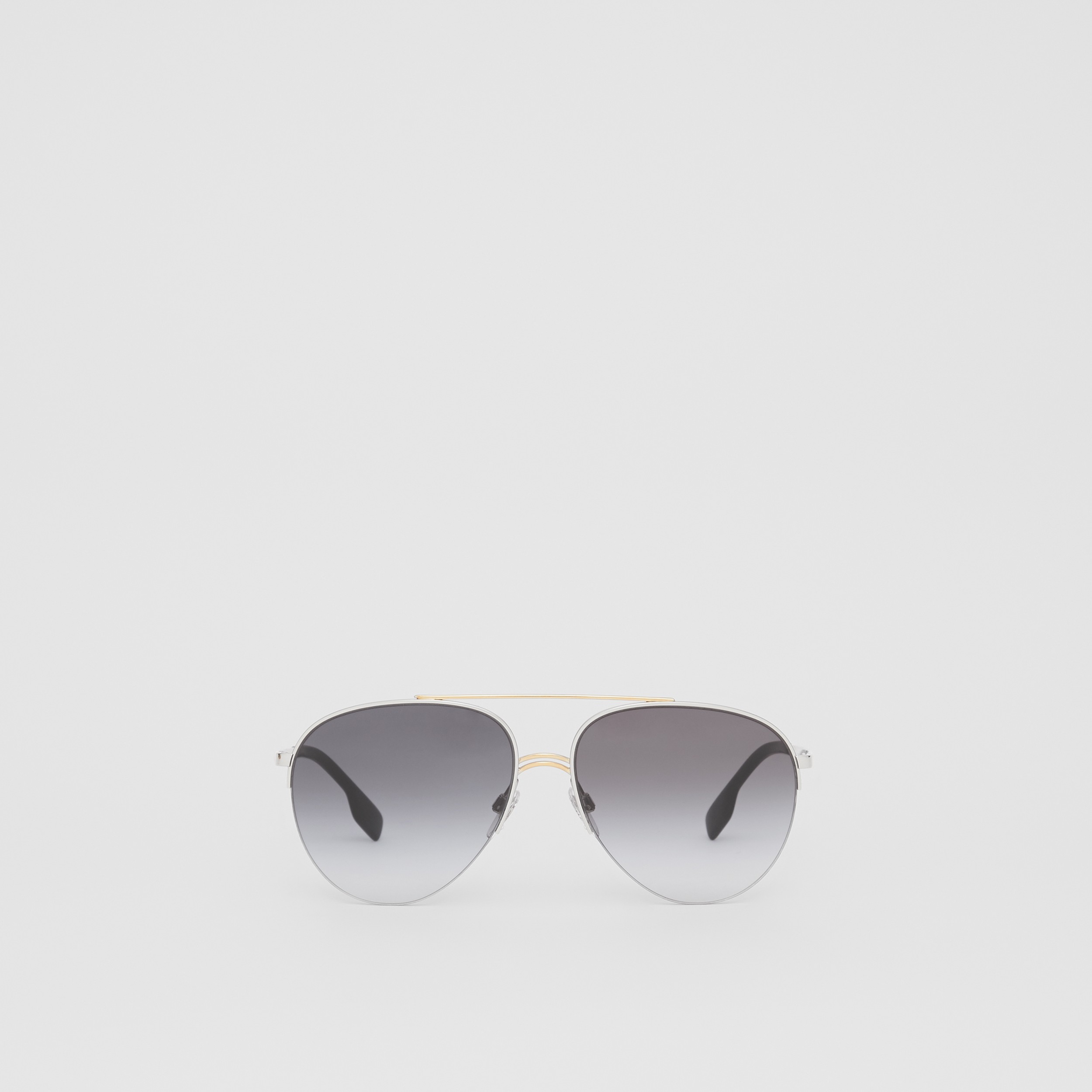 Top Bar Detail Pilot Sunglasses in Dark Grey - Women | Burberry® Official - 1