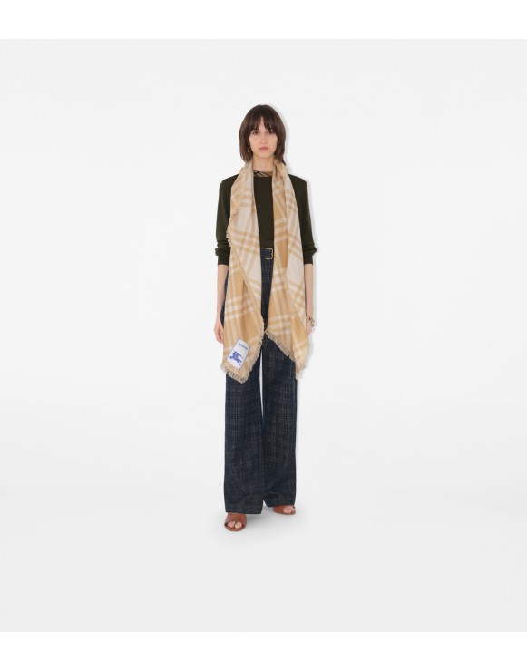 Foulard en laine et soie Check
