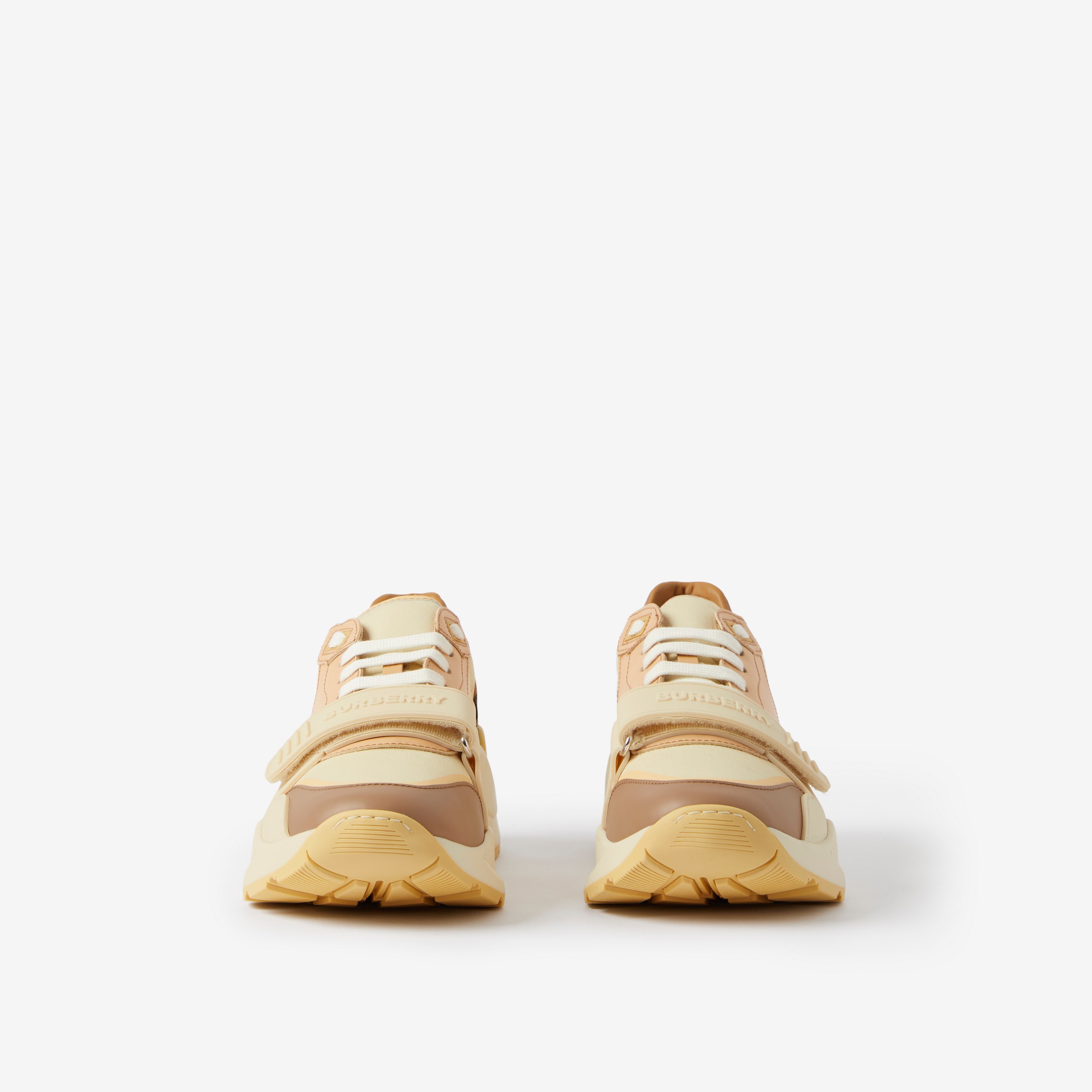 Check Cotton and Leather Sneakers in Vanilla - Women | Burberry® Official - 2