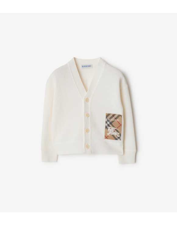 Check Label Wool Cardigan