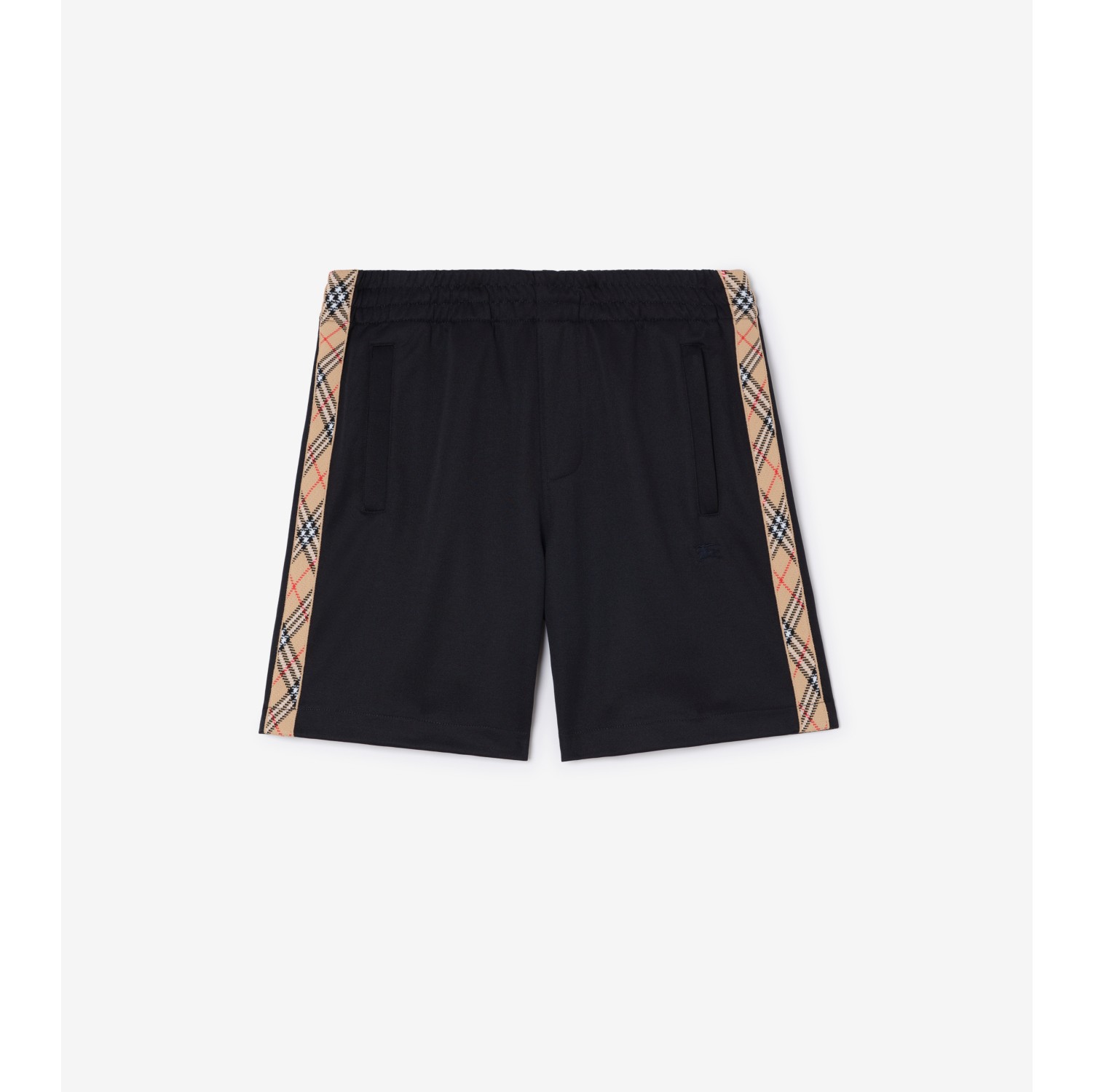 Check Trim Cotton Blend Shorts