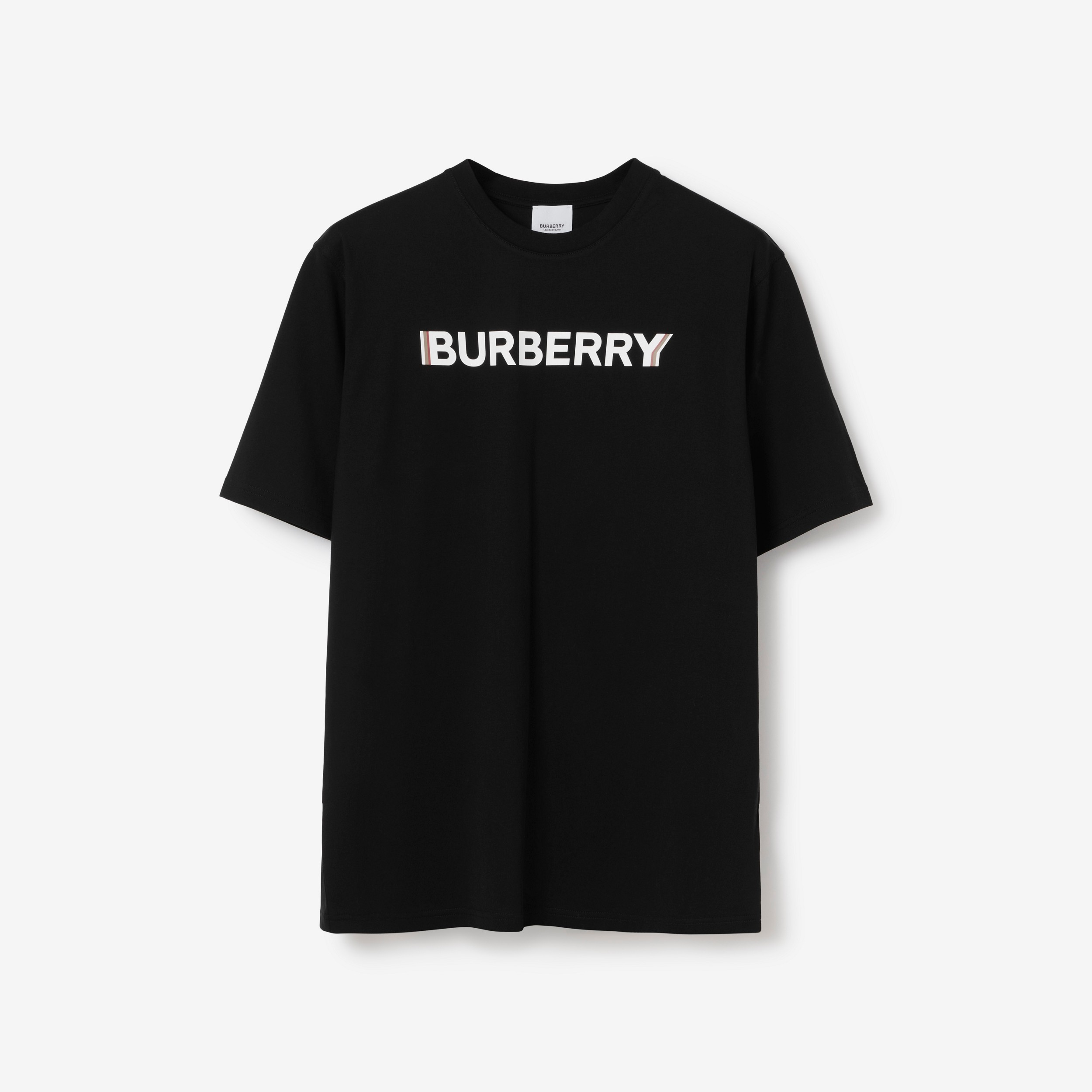 Logo Print Cotton T-shirt in Black - Men | Burberry® Official - 1