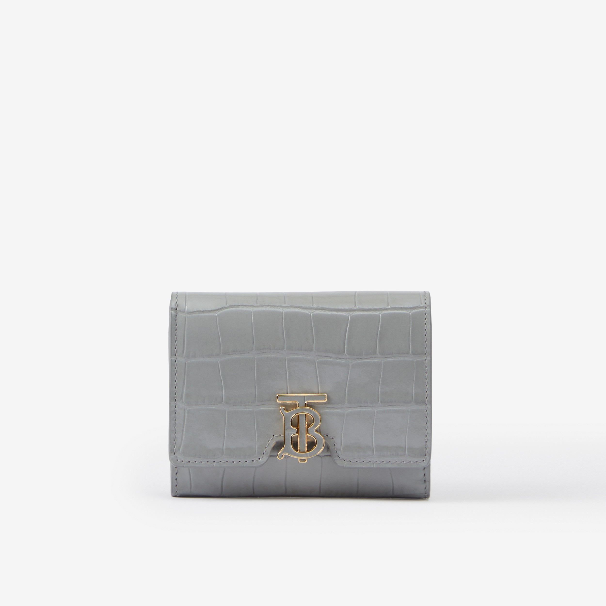 Embossed Leather TB Folding Wallet in Cloud Grey - Women | Burberry® Official - 1