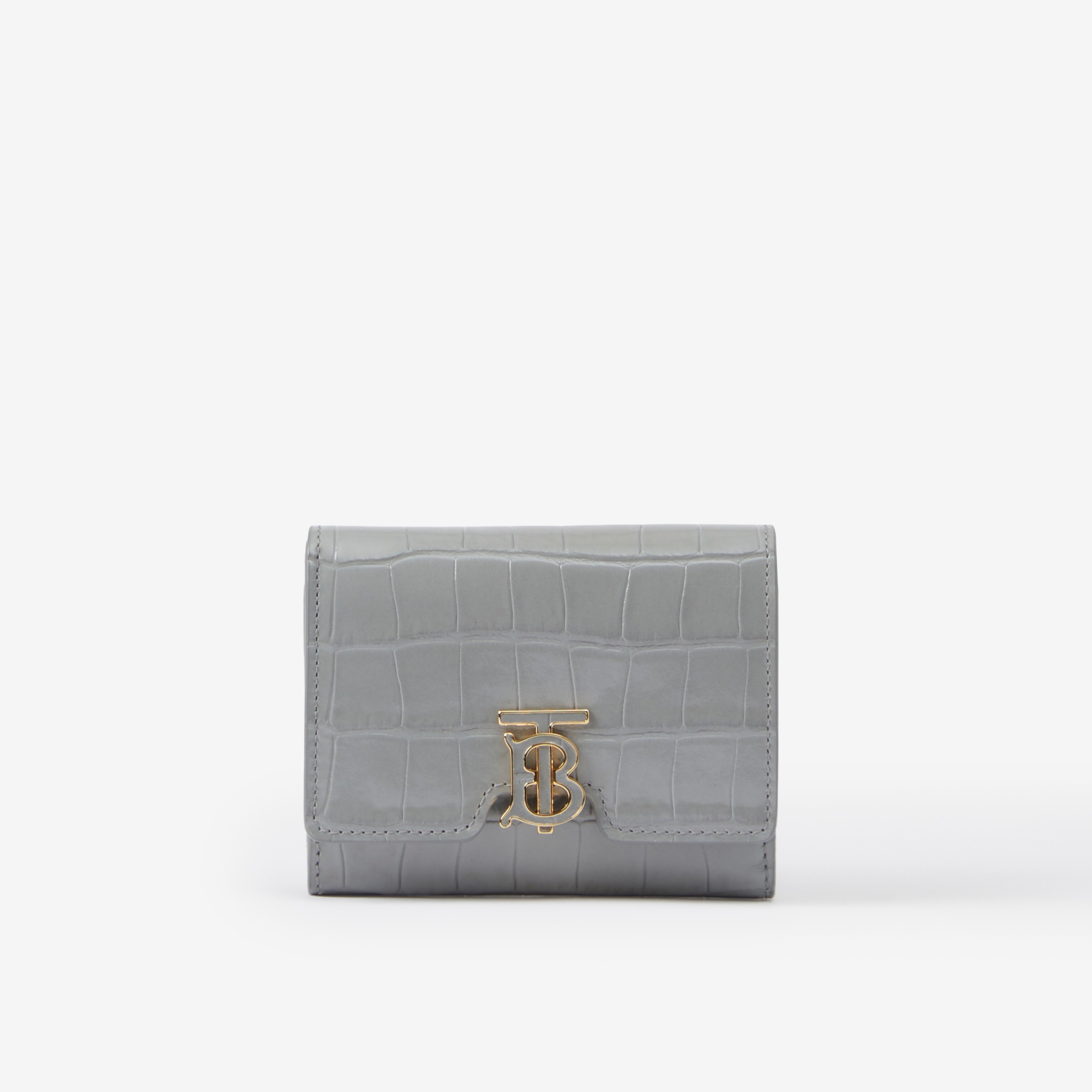 Embossed Leather TB Folding Wallet in Cloud Grey - Women | Burberry®  Official