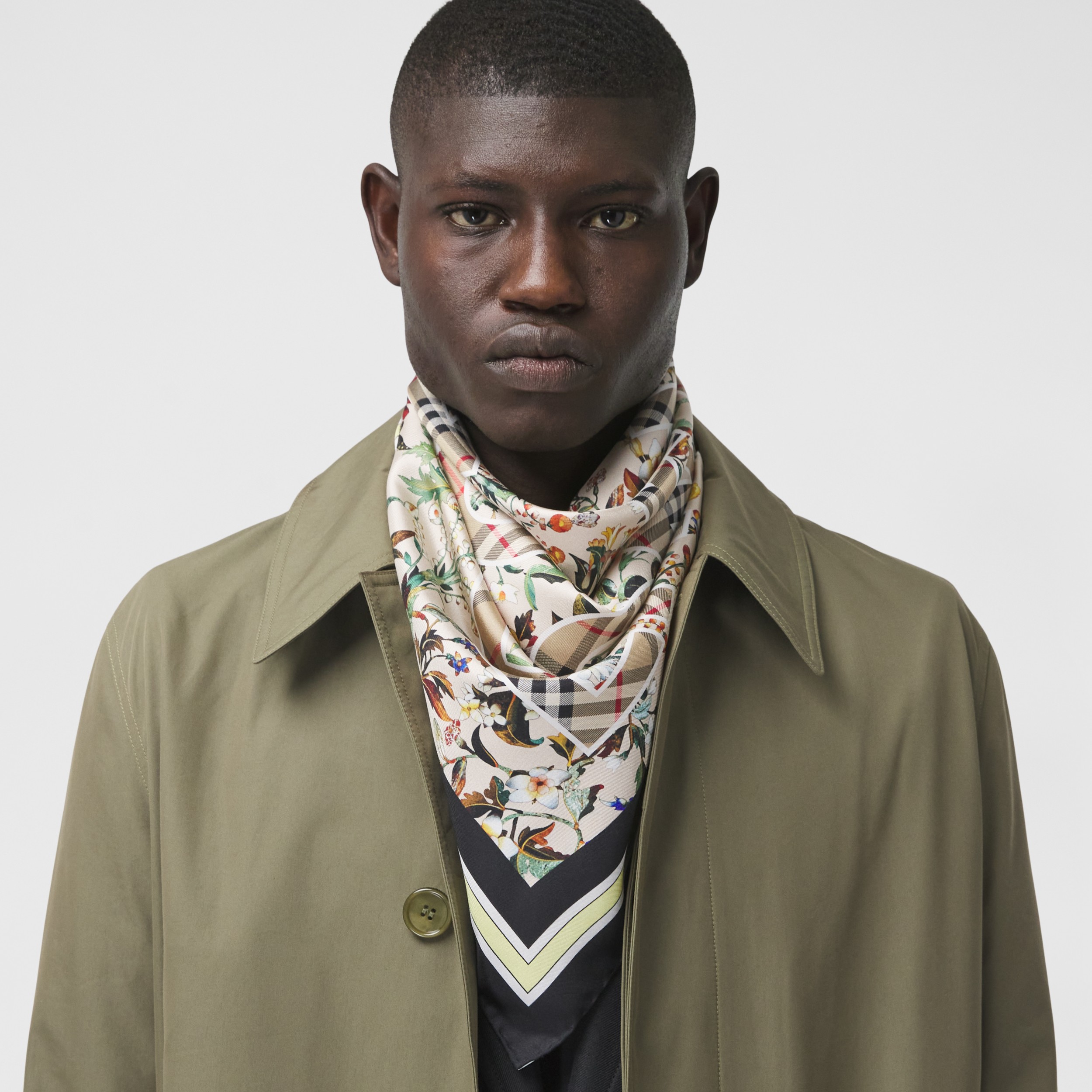 Montage Print Silk Square Scarf in Beige | Burberry United States