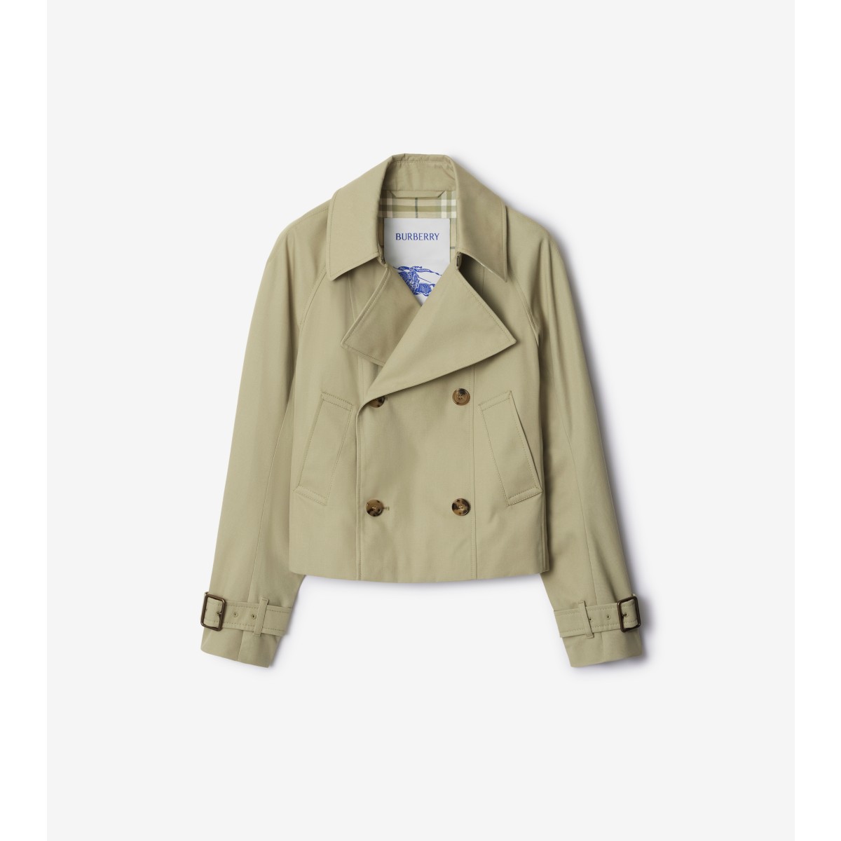 Shop Burberry Cotton Blend Trench Jacket In Skylark