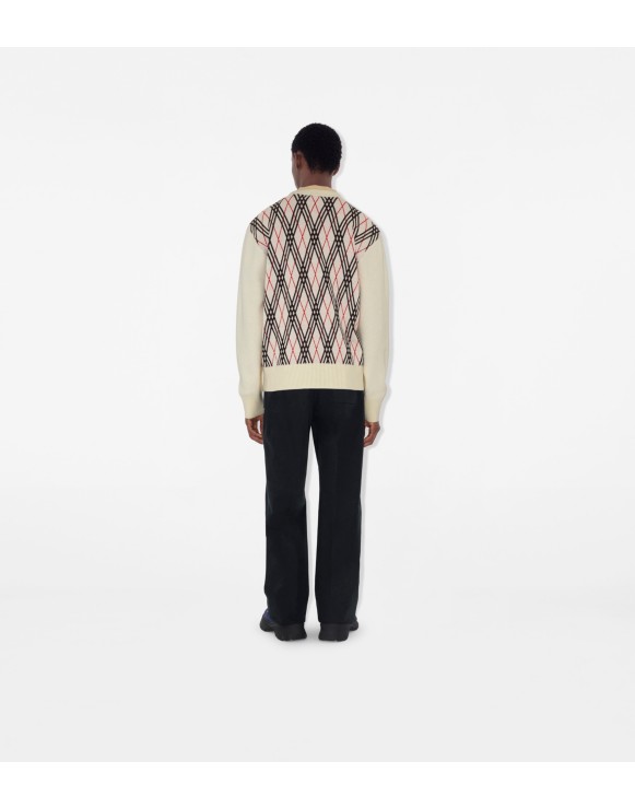 Pull en laine mélangée argyle Check