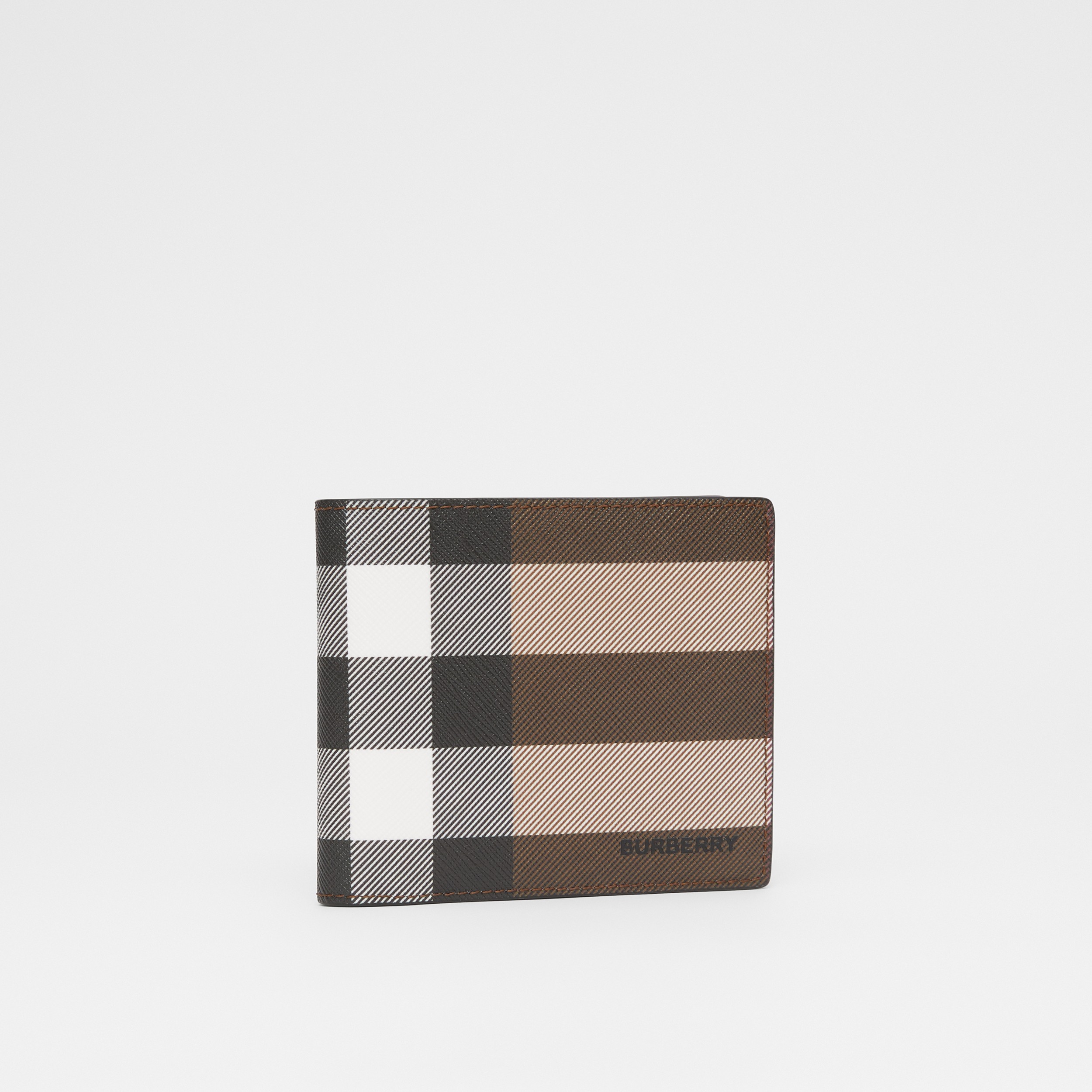 Check and Leather International Bifold Wallet in Dark Birch Brown - Men | Burberry® Official - 4