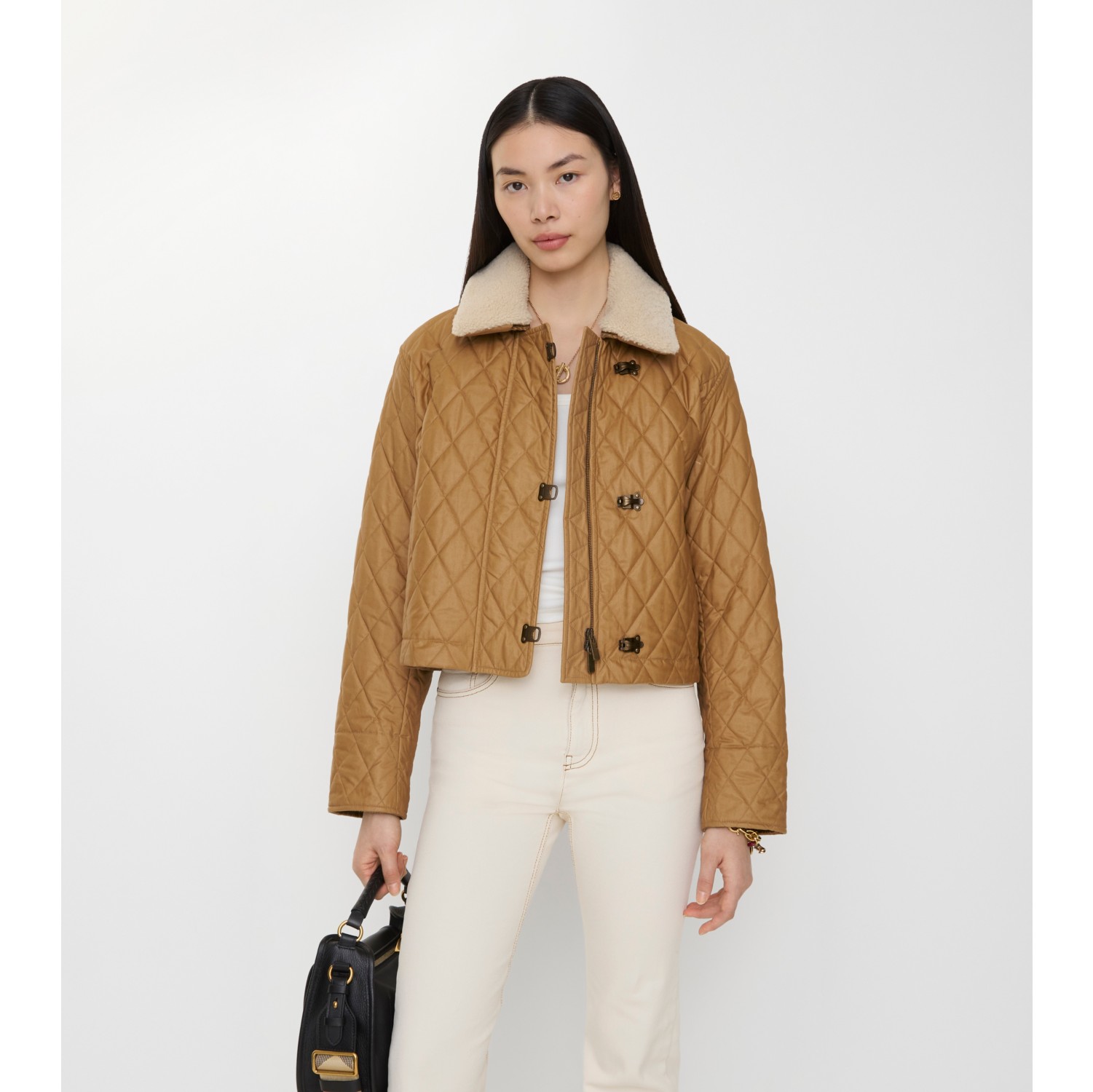 Shearling Collar Quilted Cotton Howle Jacket