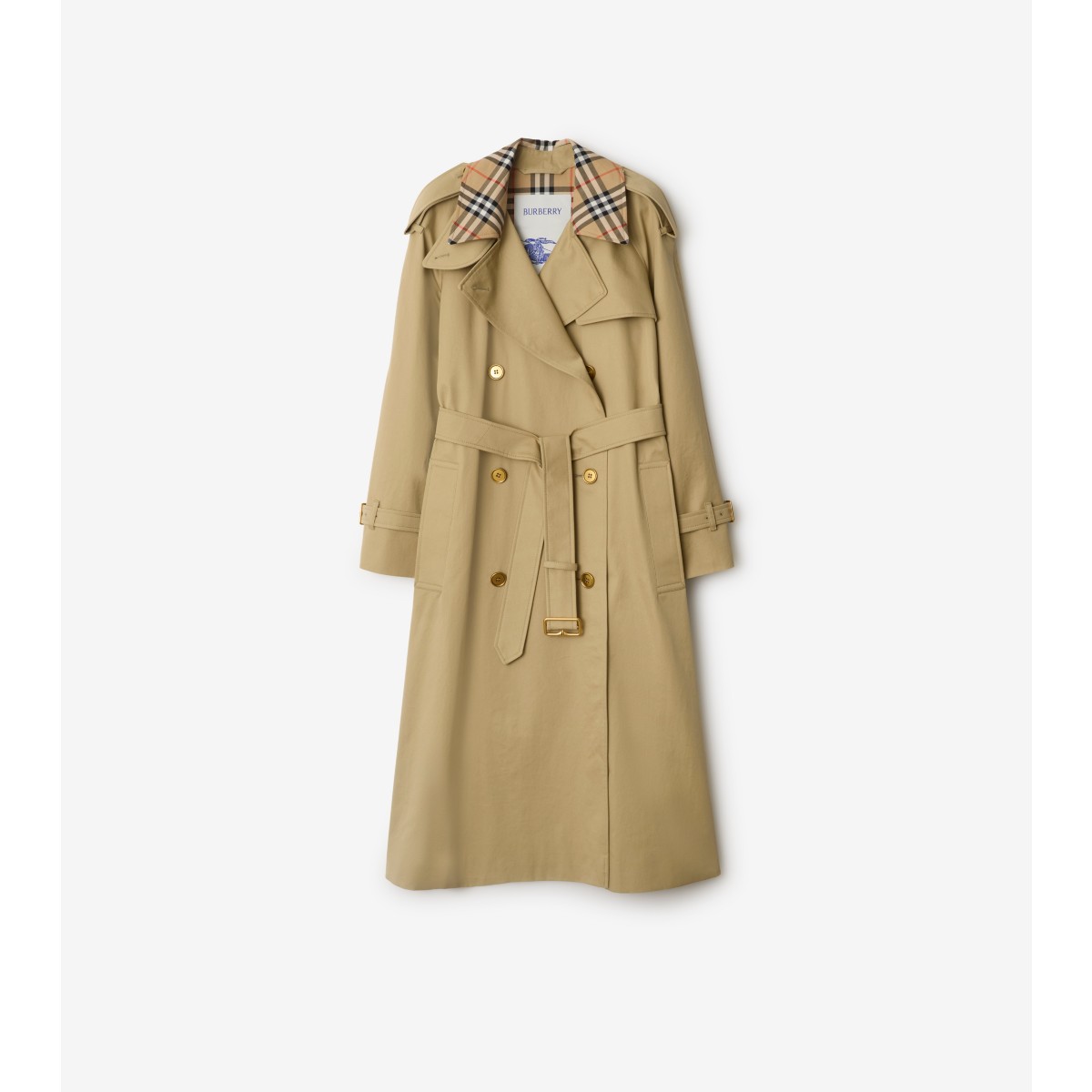 Burberry Castleford Check Collar Water Resistant Gabardine Trench Coat