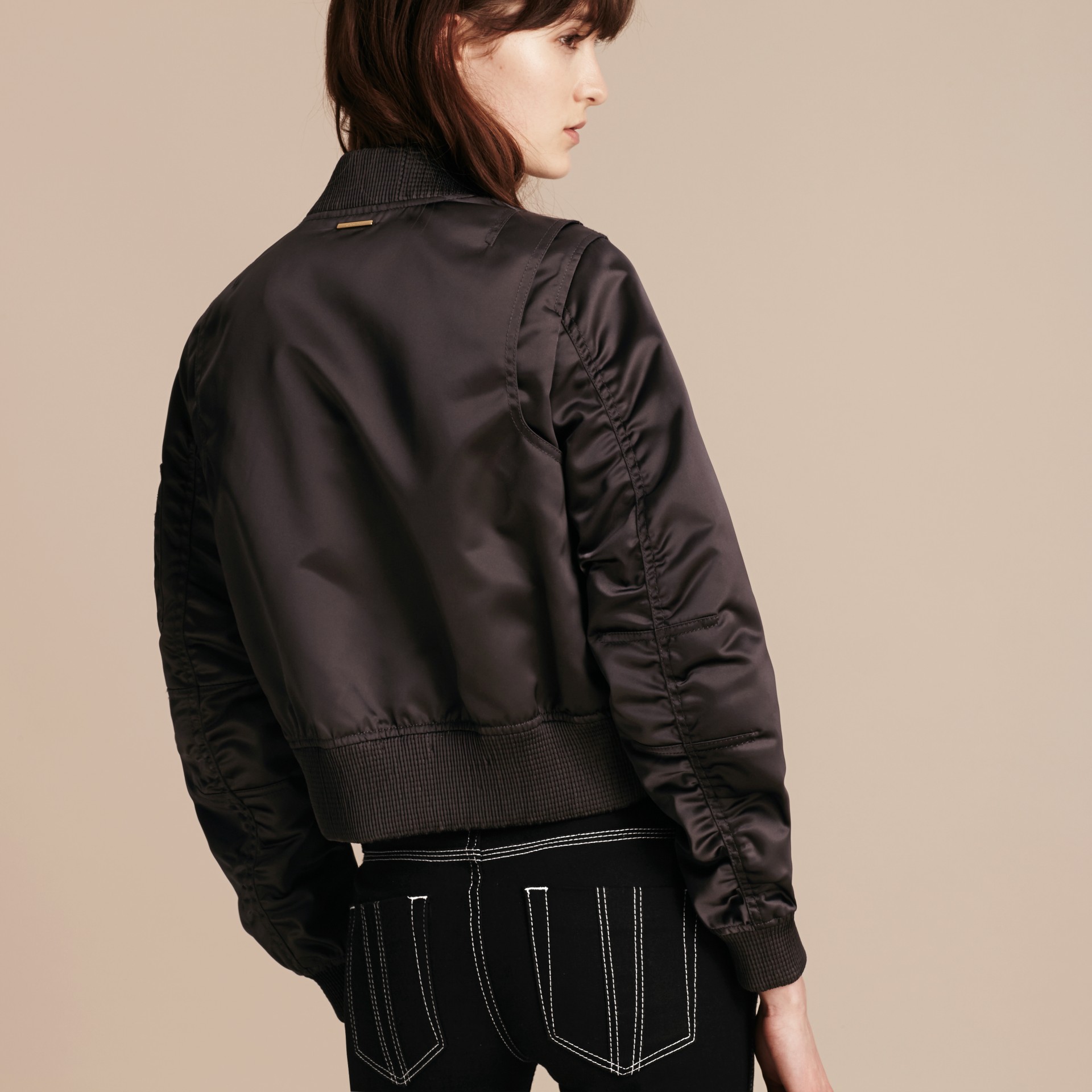 Cropped Technical Bomber Jacket in Graphite Women Burberry United