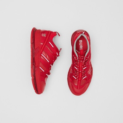 Leather Union Sneakers in Bright Red 
