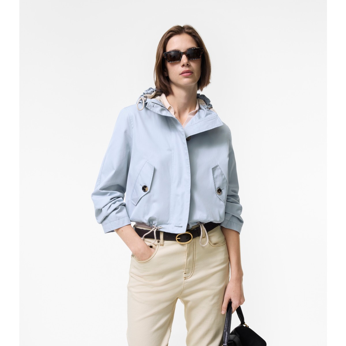  Check Cropped Tropical Gabardine Parka