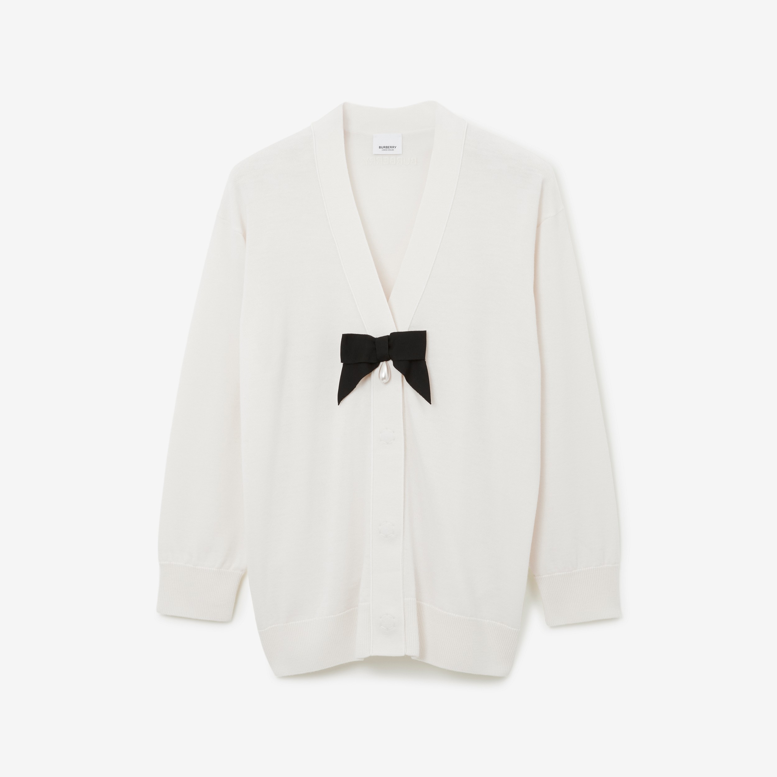 Cardigan oversize en laine (Blanc Optique) - Femme | Site officiel Burberry® - 1