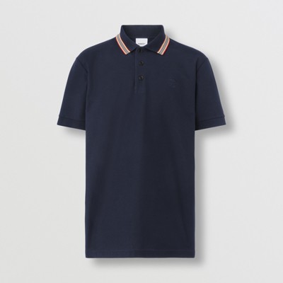 Icon Stripe Collar Cotton Piqué Polo Shirt