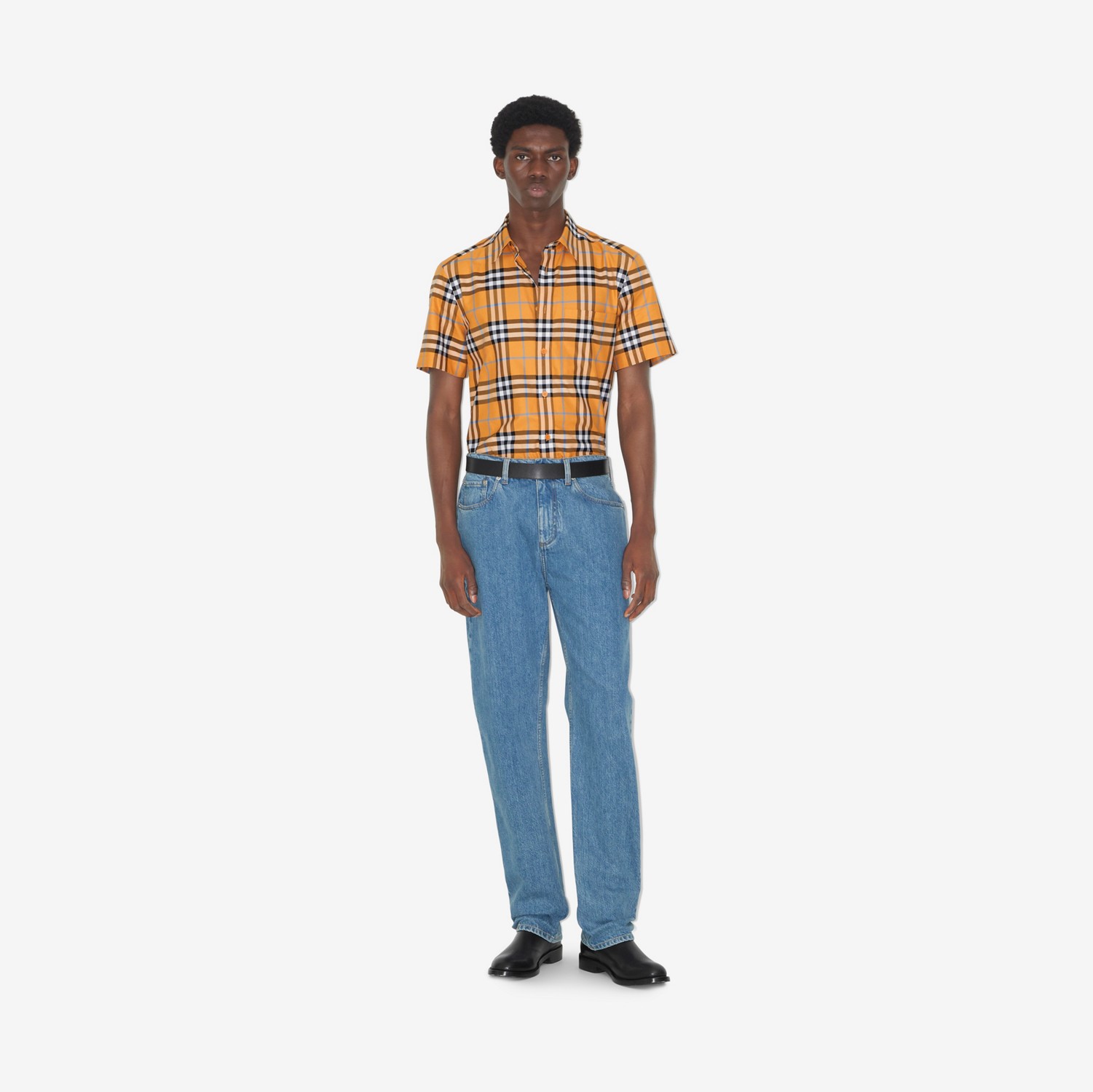 格纹棉质衬衫 (暗雅橙色) - 男士 | Burberry® 博柏利官网