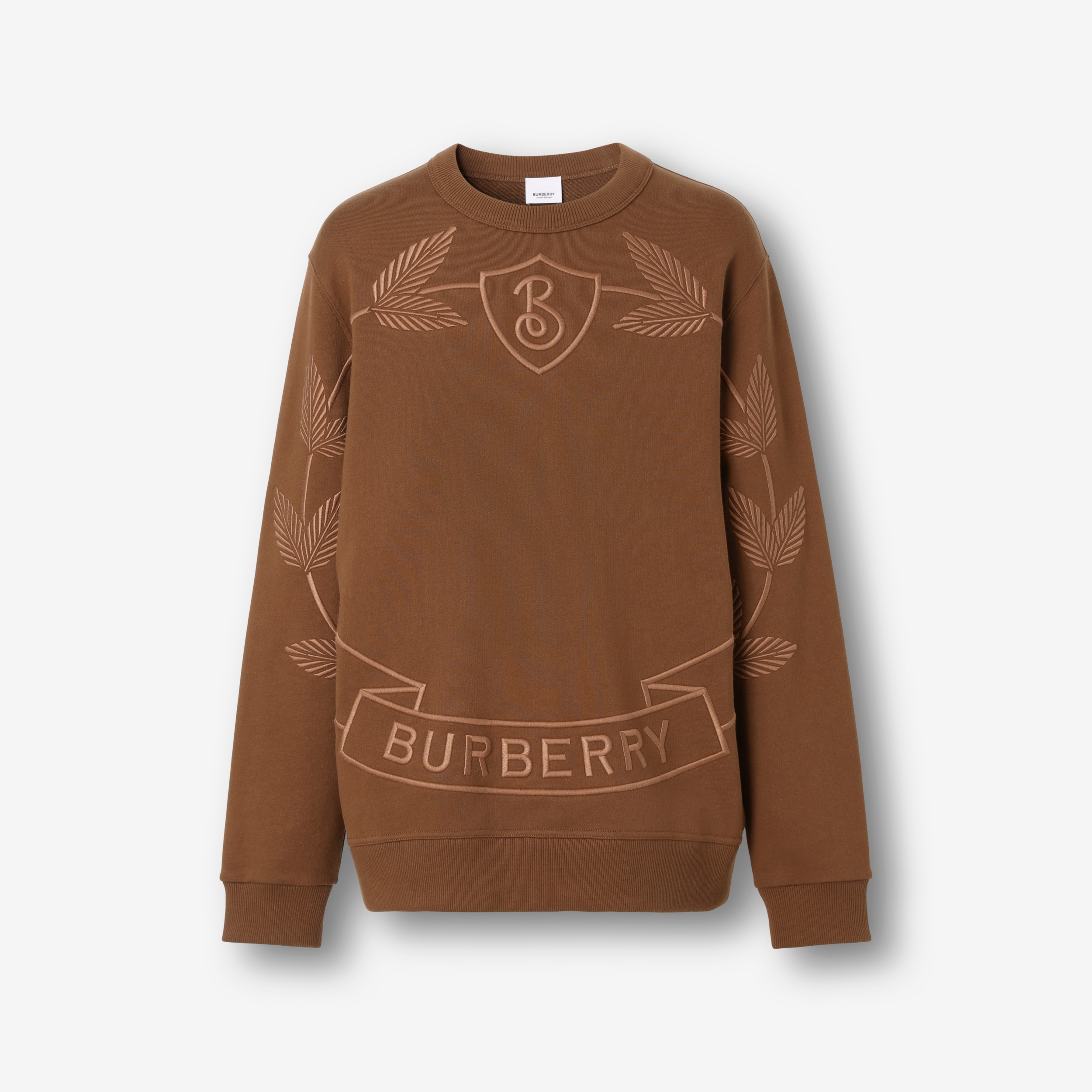 Embroidered Oak Leaf Crest Cotton Sweatshirt in Dark Birch Brown - Men |  Burberry® Official