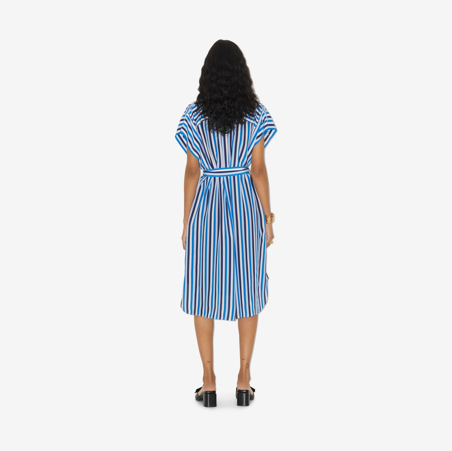 Striped Silk Shirt Dress in Pale Blue - Women | Burberry® Official