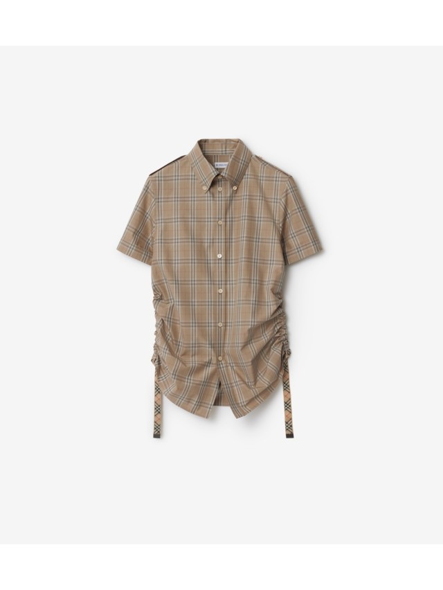 バーバリー　長袖　シャツ　カッターシャツ ブラウス　白　チェック　ネクタイ ウィメンズ デザイナー シャツ | Burberry® 公式サイト