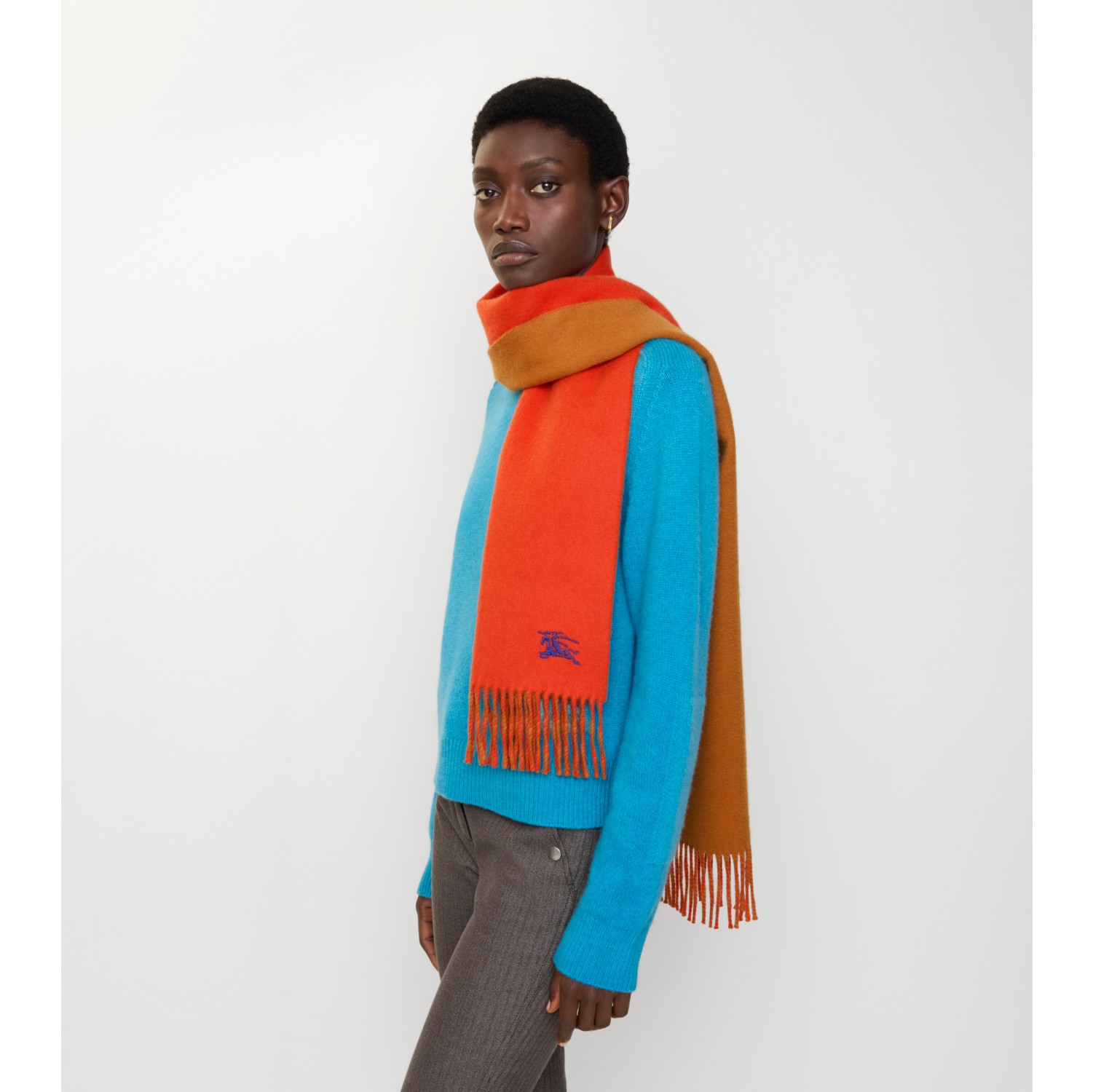 Reversible Cashmere Scarf in Tomato/squash | Burberry® Official