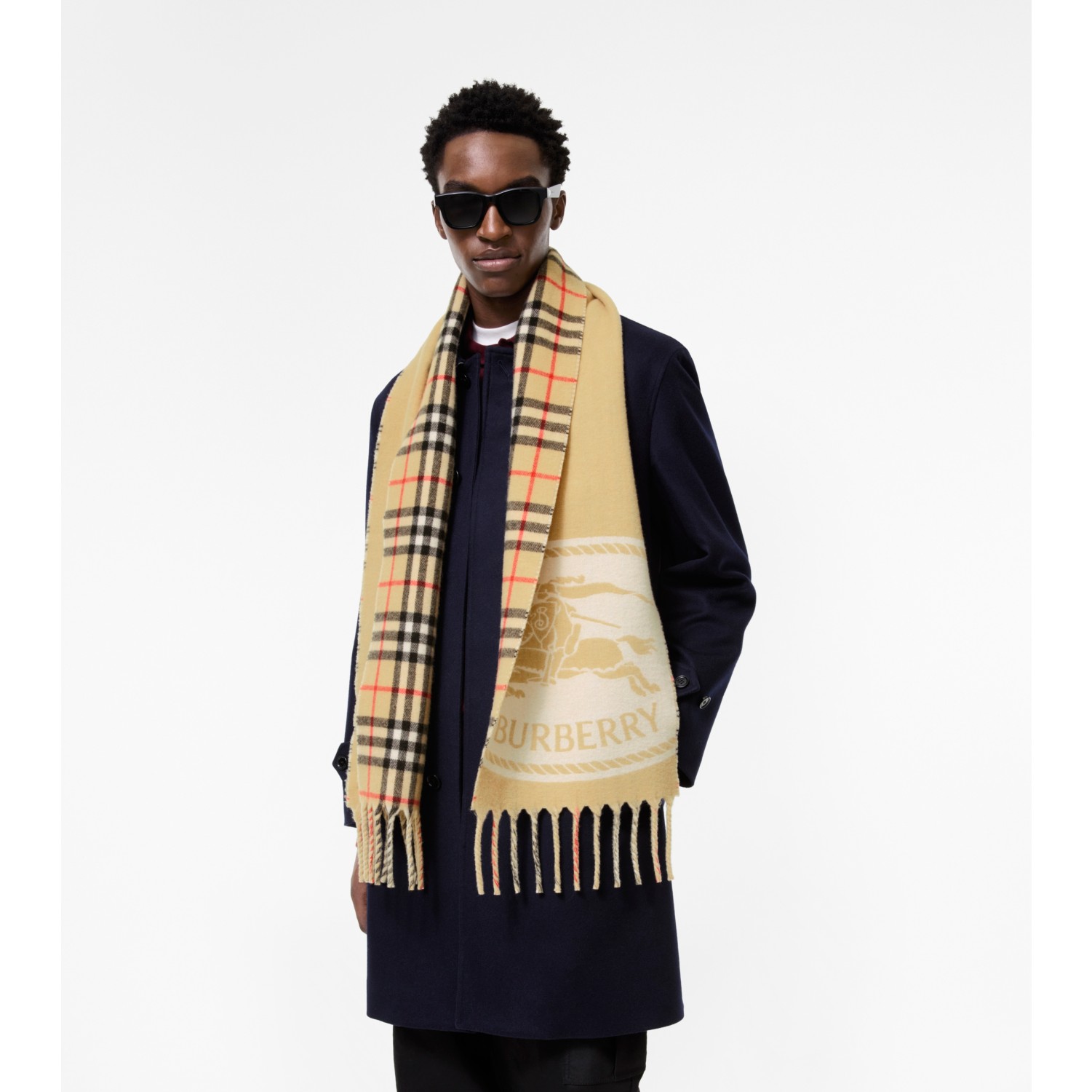 Reversible Knight Stamp Scarf in Sand beige | Burberry® Official