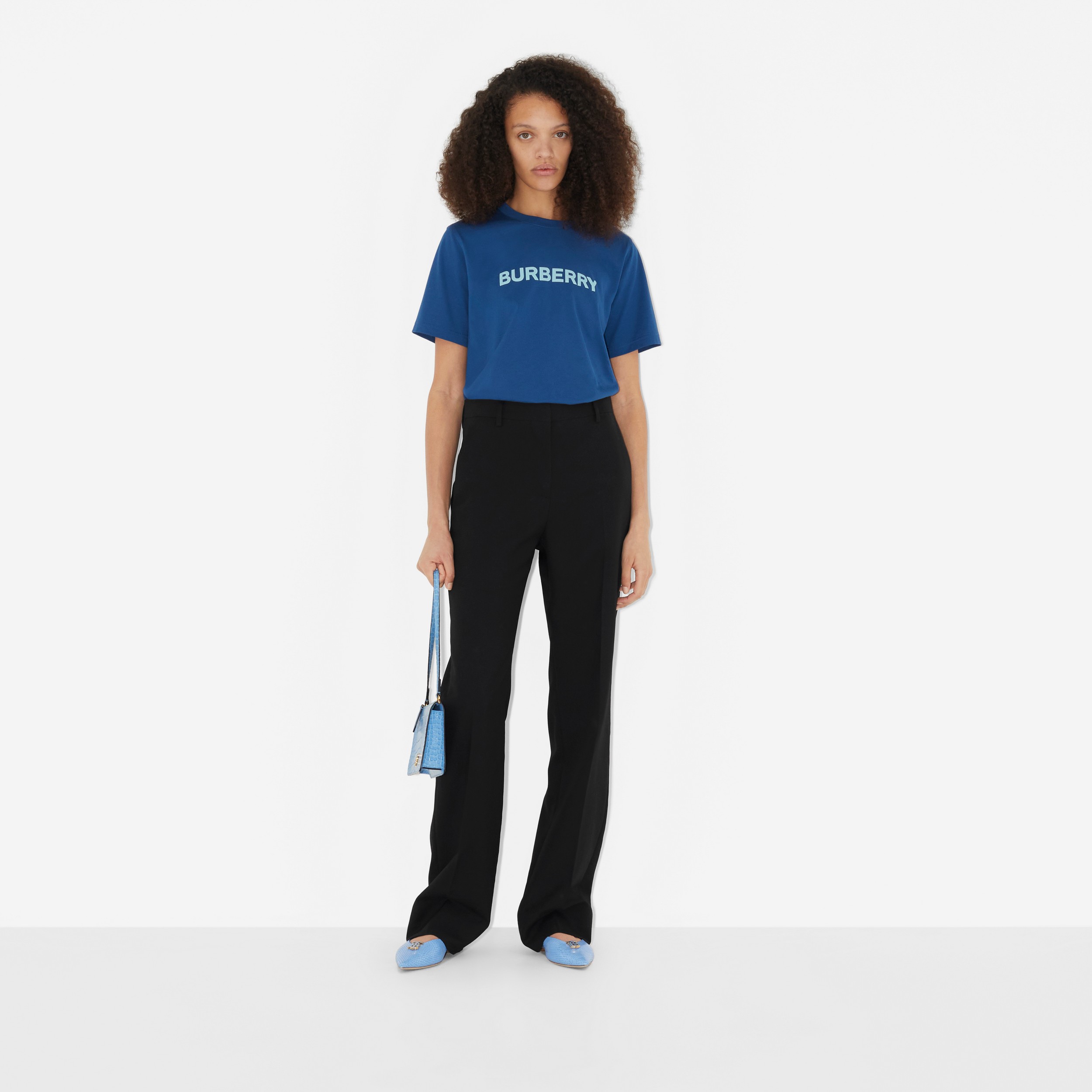 Camiseta de algodão com estampa de logotipo (Azul Marinho Enriquecido) - Mulheres | Burberry® oficial - 2