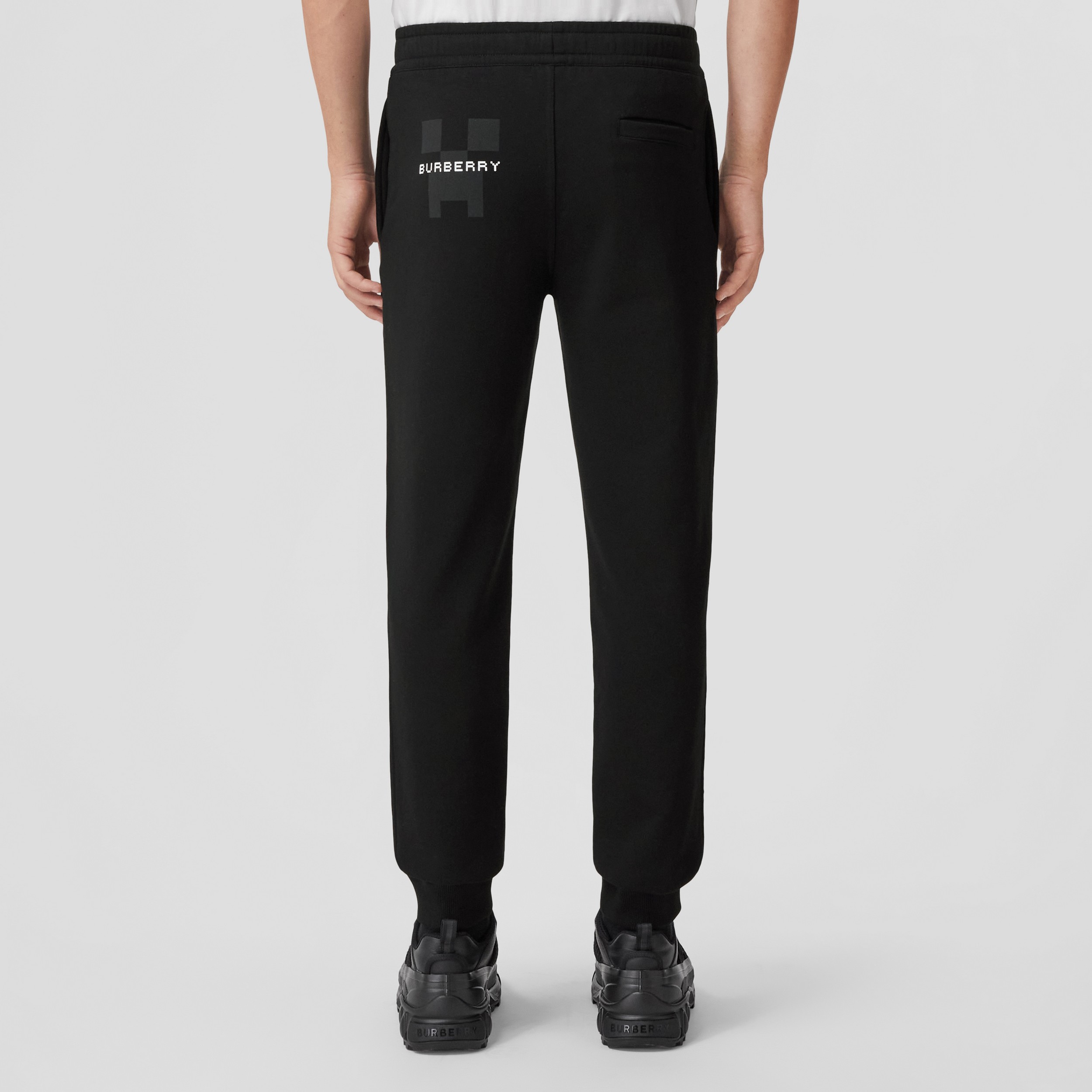 Embroidered Floral Cotton Jogging Pants in Black - Men | Burberry® Official - 3
