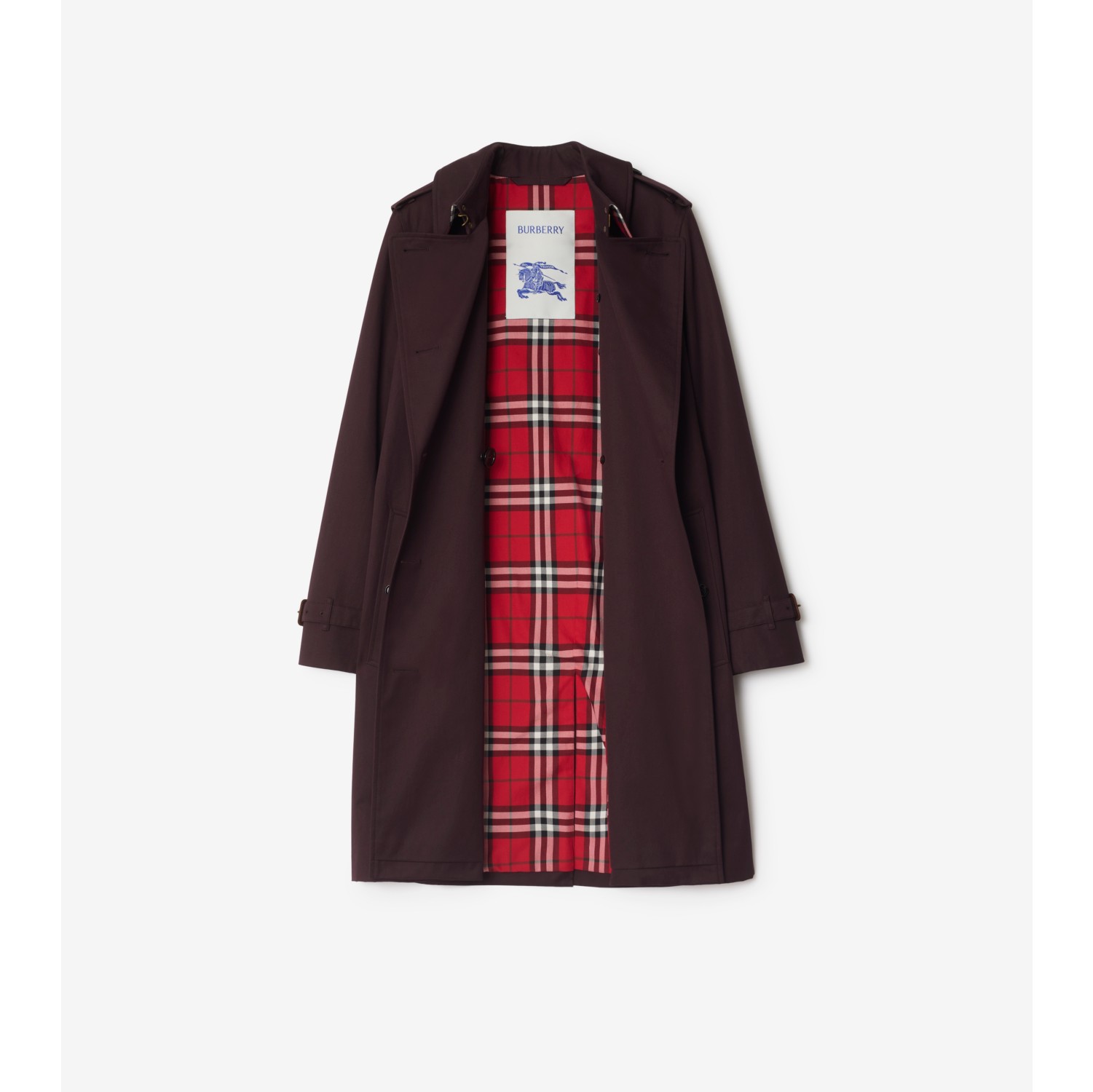 Mid-length Gabardine Kensington Trench Coat in Wine red - Women