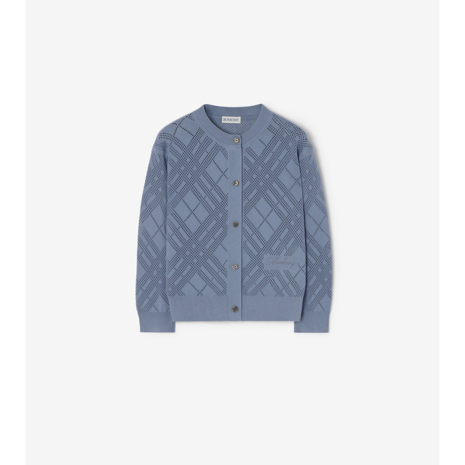 Pointelle Knit Cotton Cardigan - thumbnail 3