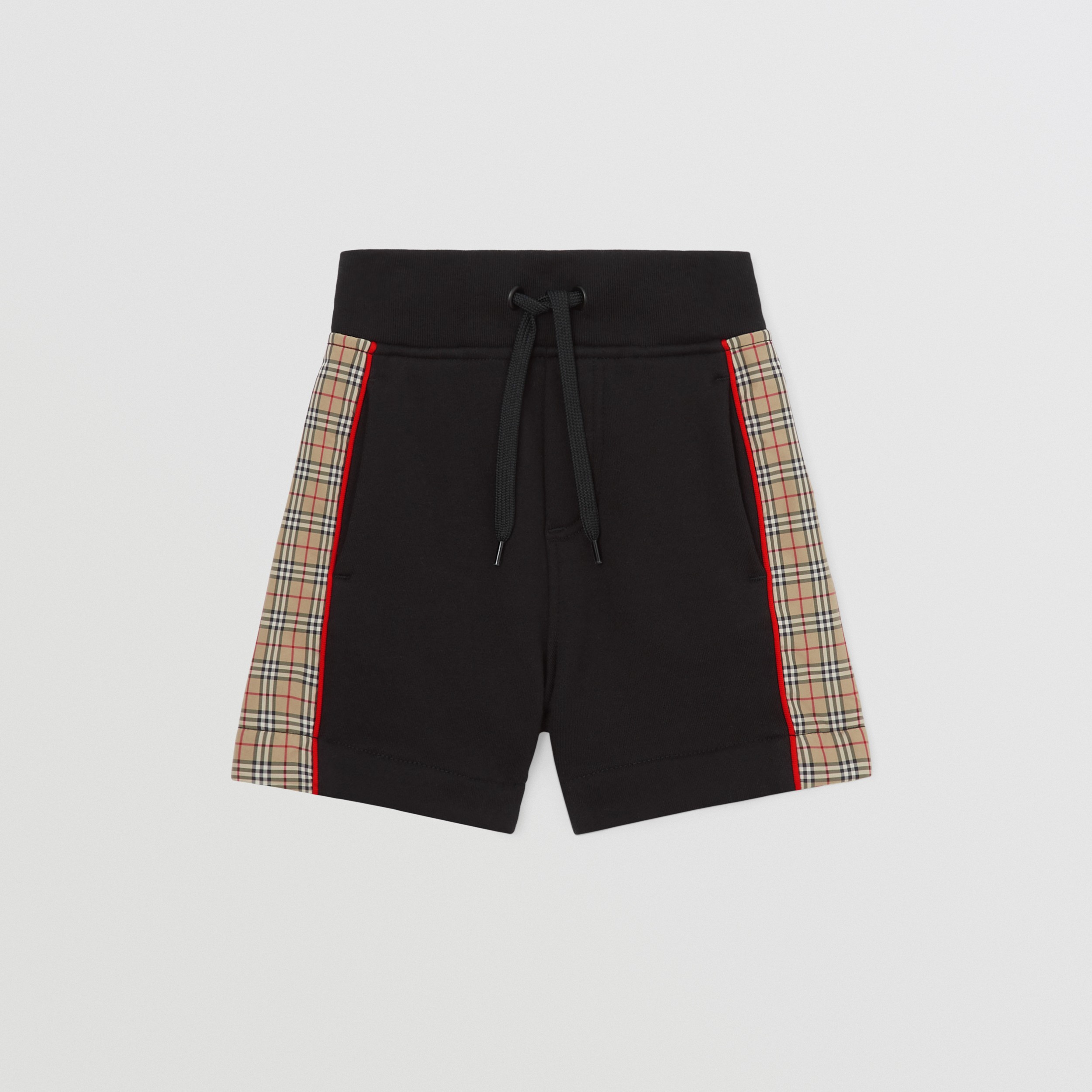 Check Panel Cotton Shorts in Black - Children | Burberry® Official - 1