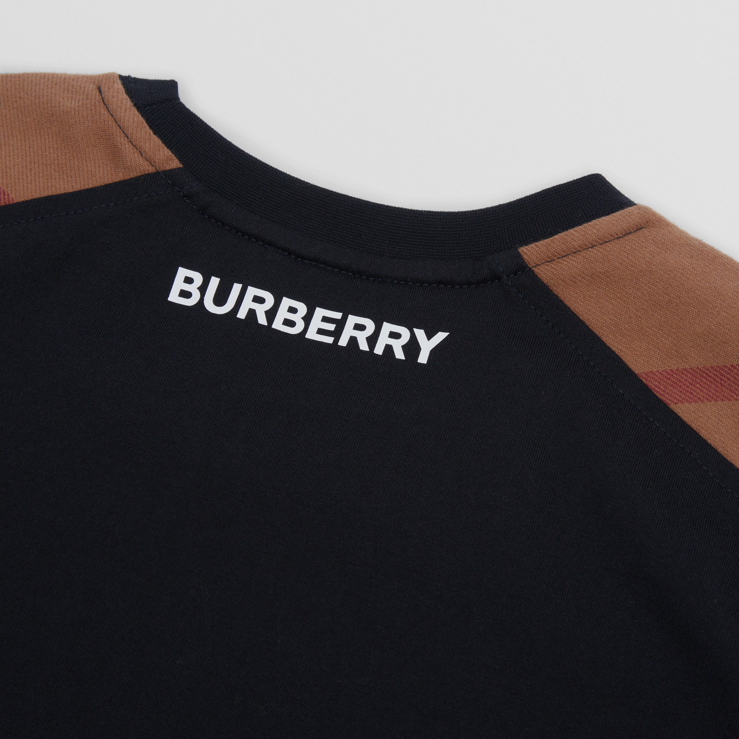 Exaggerated Check Panel Cotton T-shirt – Online Exclusive in Dark Birch Brown | Burberry® Official - 2