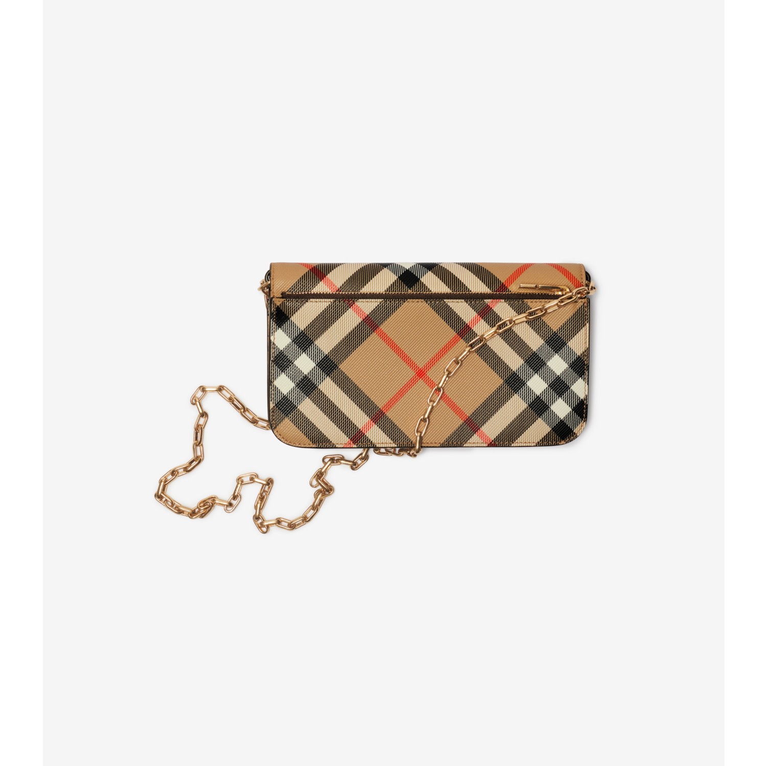 Check Chain Strap Wallet in Sand Women Burberry Official