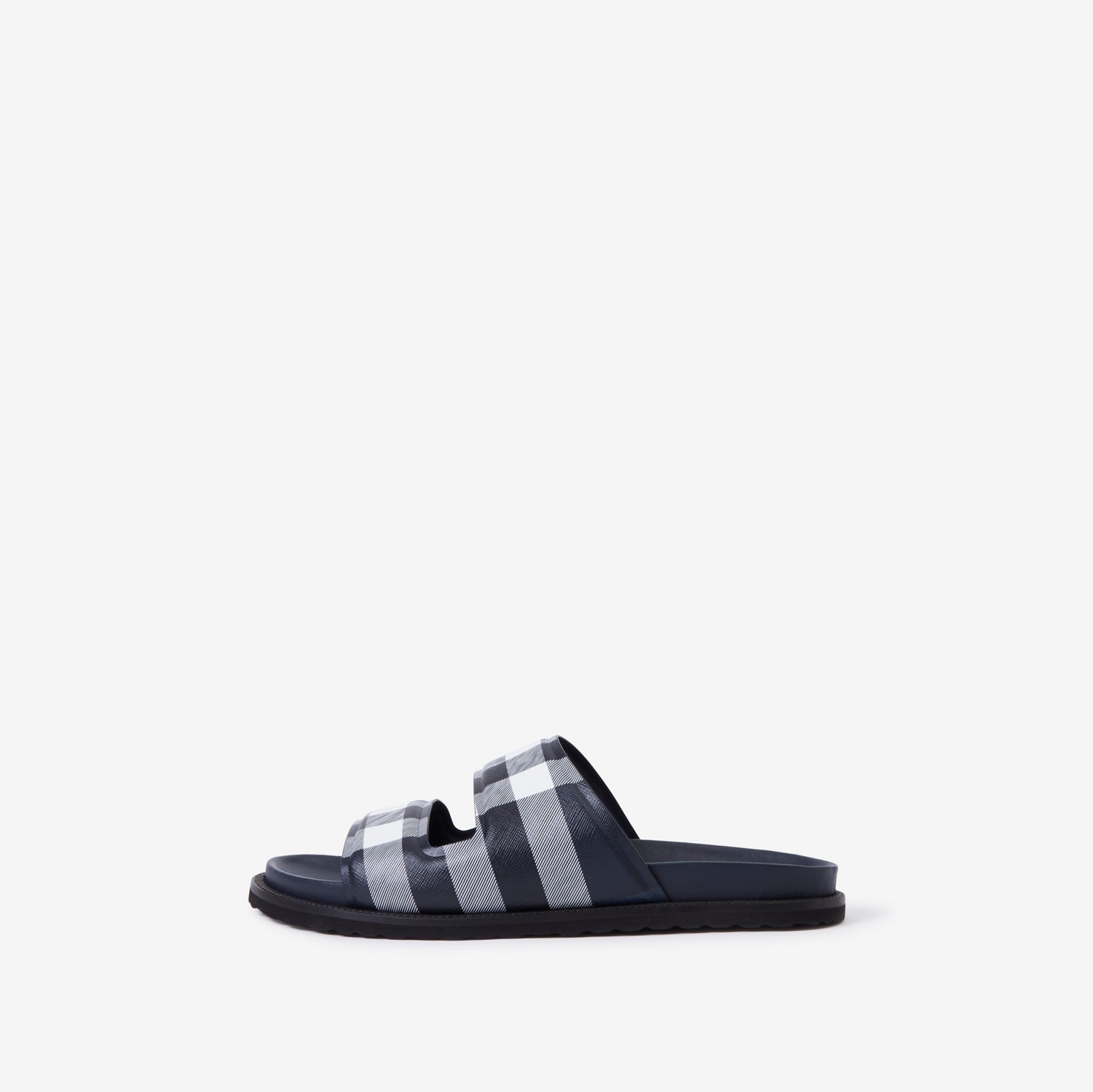 Check Slides in Dark Charcoal Blue - Men | Burberry® Official