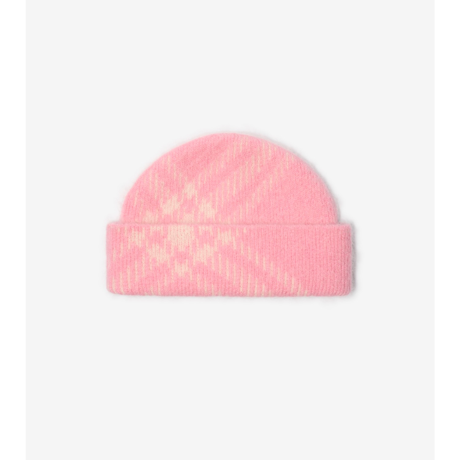 Check Mohair Wool Blend Beanie