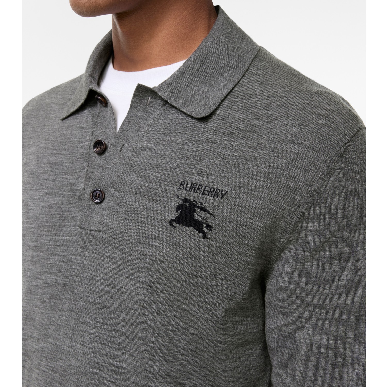 Long-sleeve Knight Wool Polo Shirt in Grey - Men | Burberry® Official